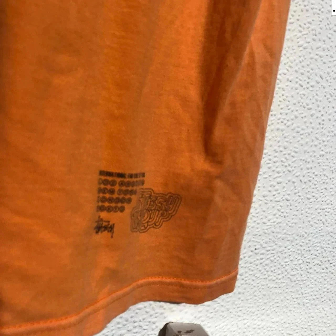 Orange Stussy T Shirt Vintage 90s made in USA - Large