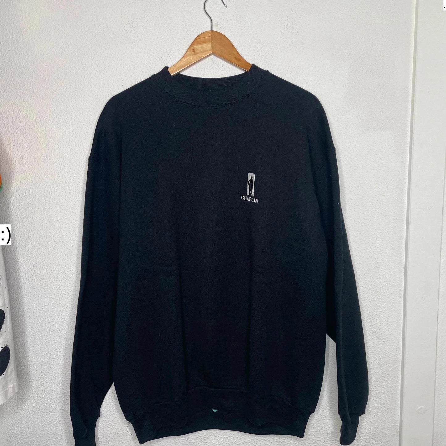 Deadstock Vintage Black Chaplain Movie Promo Sweatshirt Screen Stars - XL