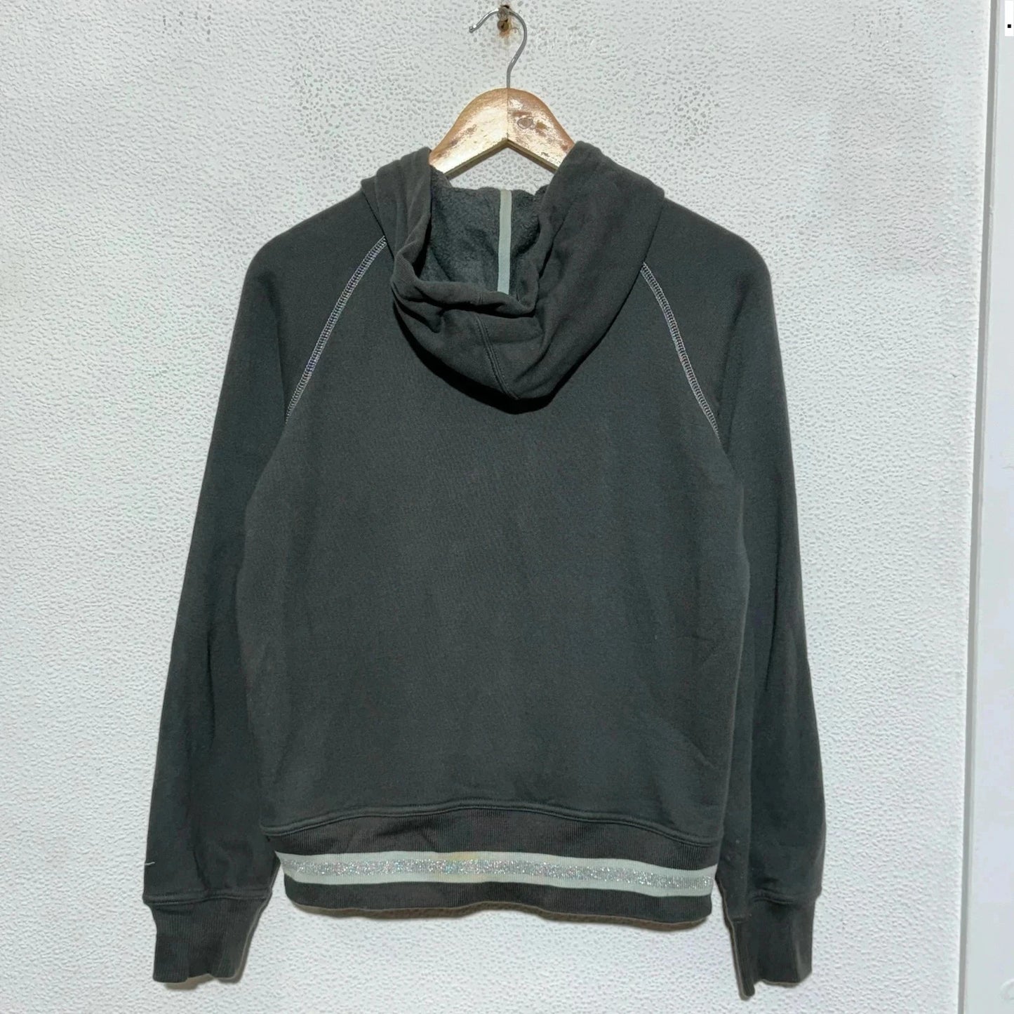 Vintage Dark Grey Y2K Nike Hoodie Full Zip - Medium