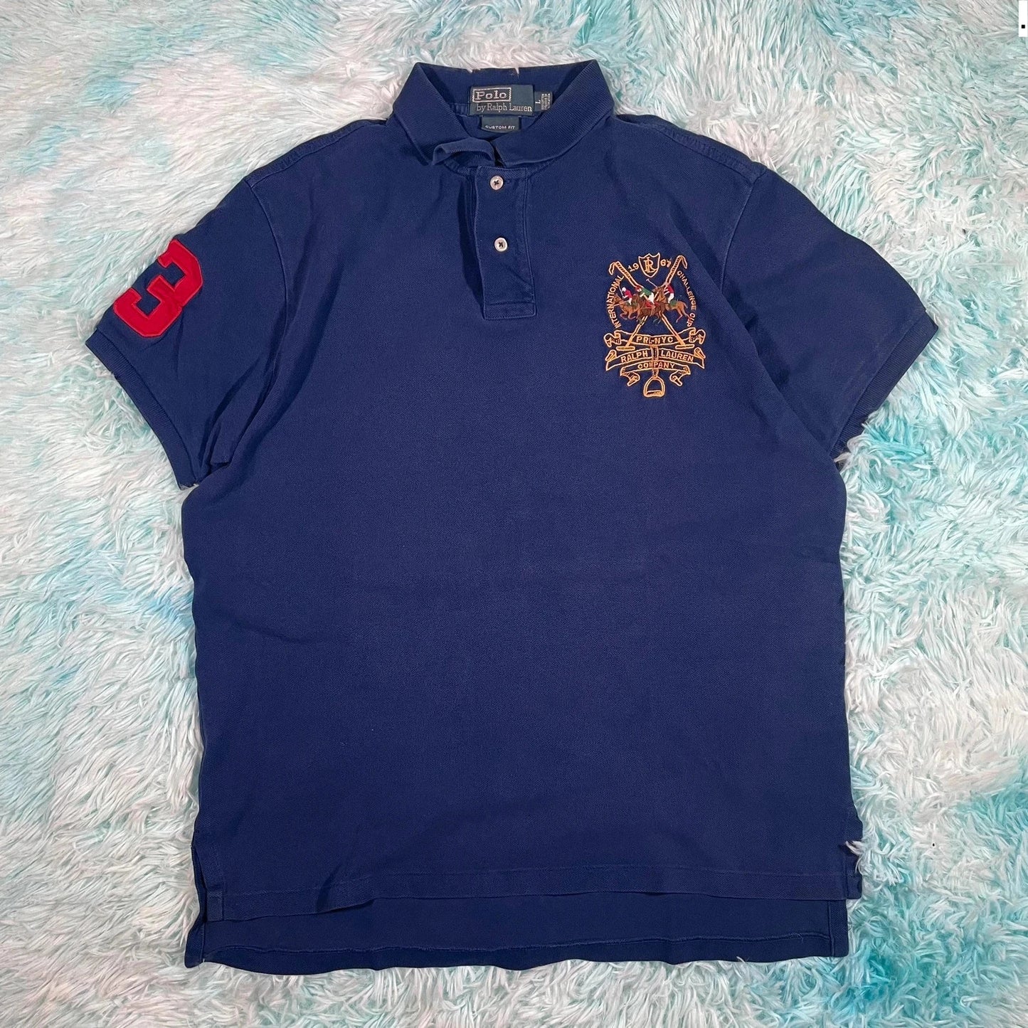 Vintage 90s Blue Polo Ralph Lauren Polo Shirt - Large