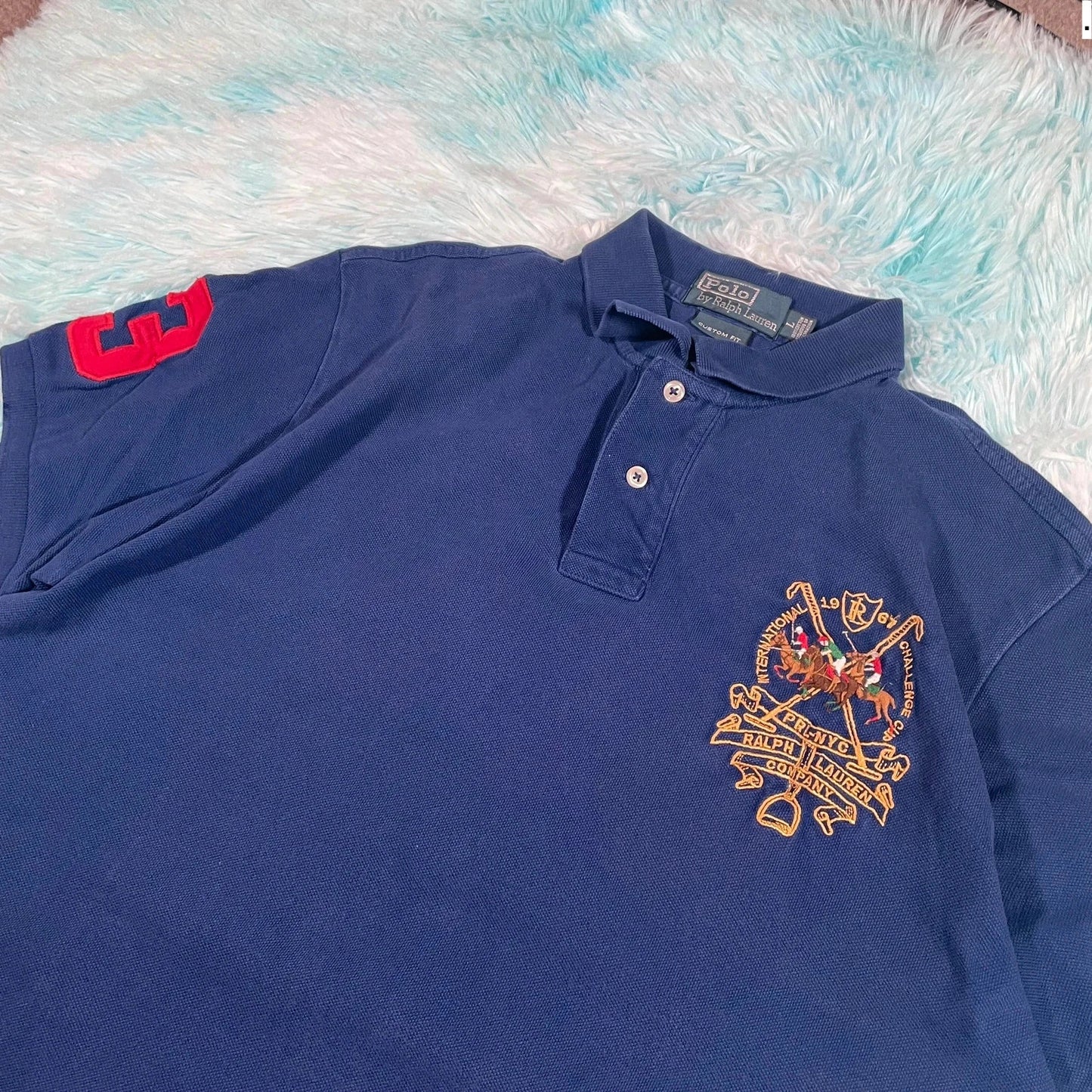 Vintage 90s Blue Polo Ralph Lauren Polo Shirt - Large