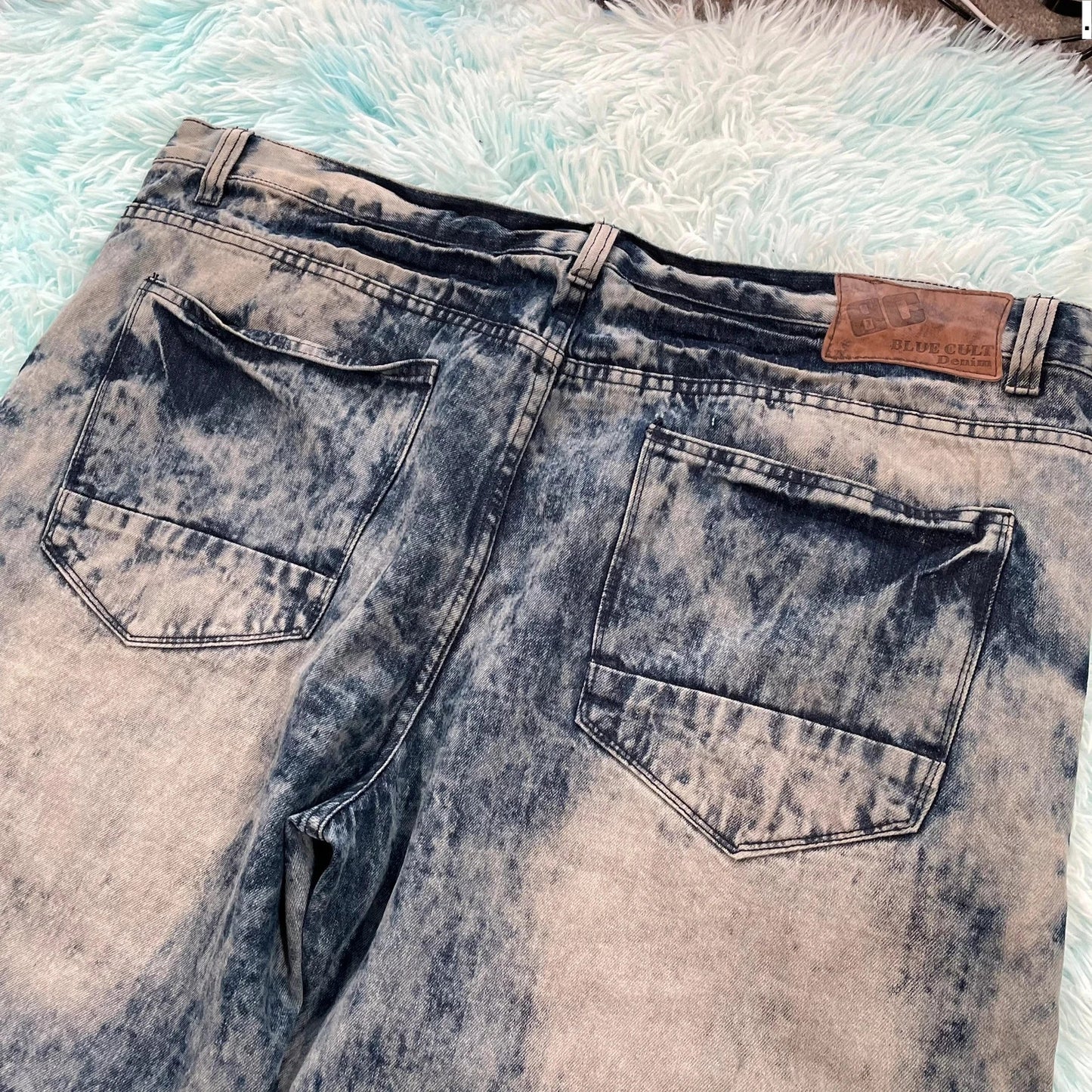 Vintage Bleach Dyed Jean Shorts Jorts - 46W