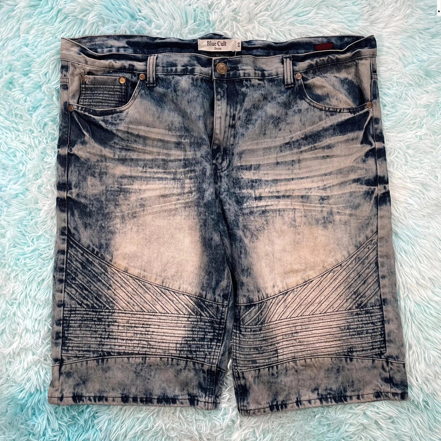 Vintage Bleach Dyed Jean Shorts Jorts - 46W