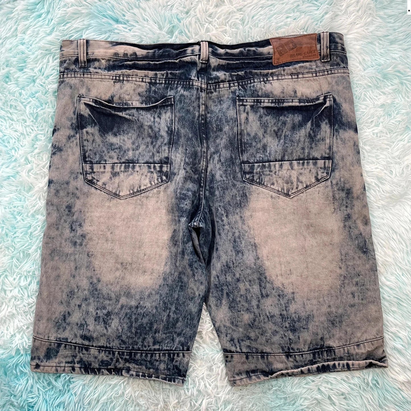 Vintage Bleach Dyed Jean Shorts Jorts - 46W
