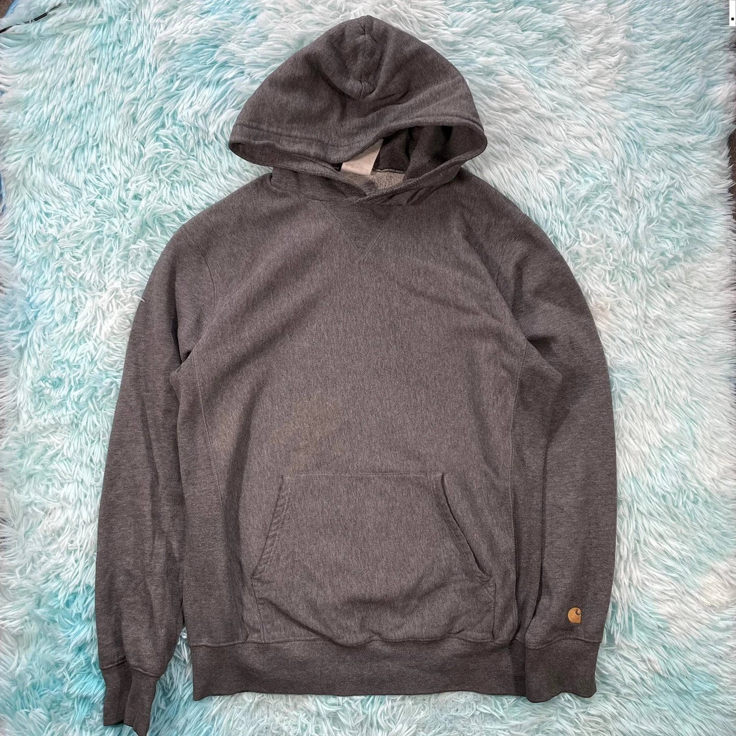 Vintage Grey Carhartt Hoodie Blank Plain - Large