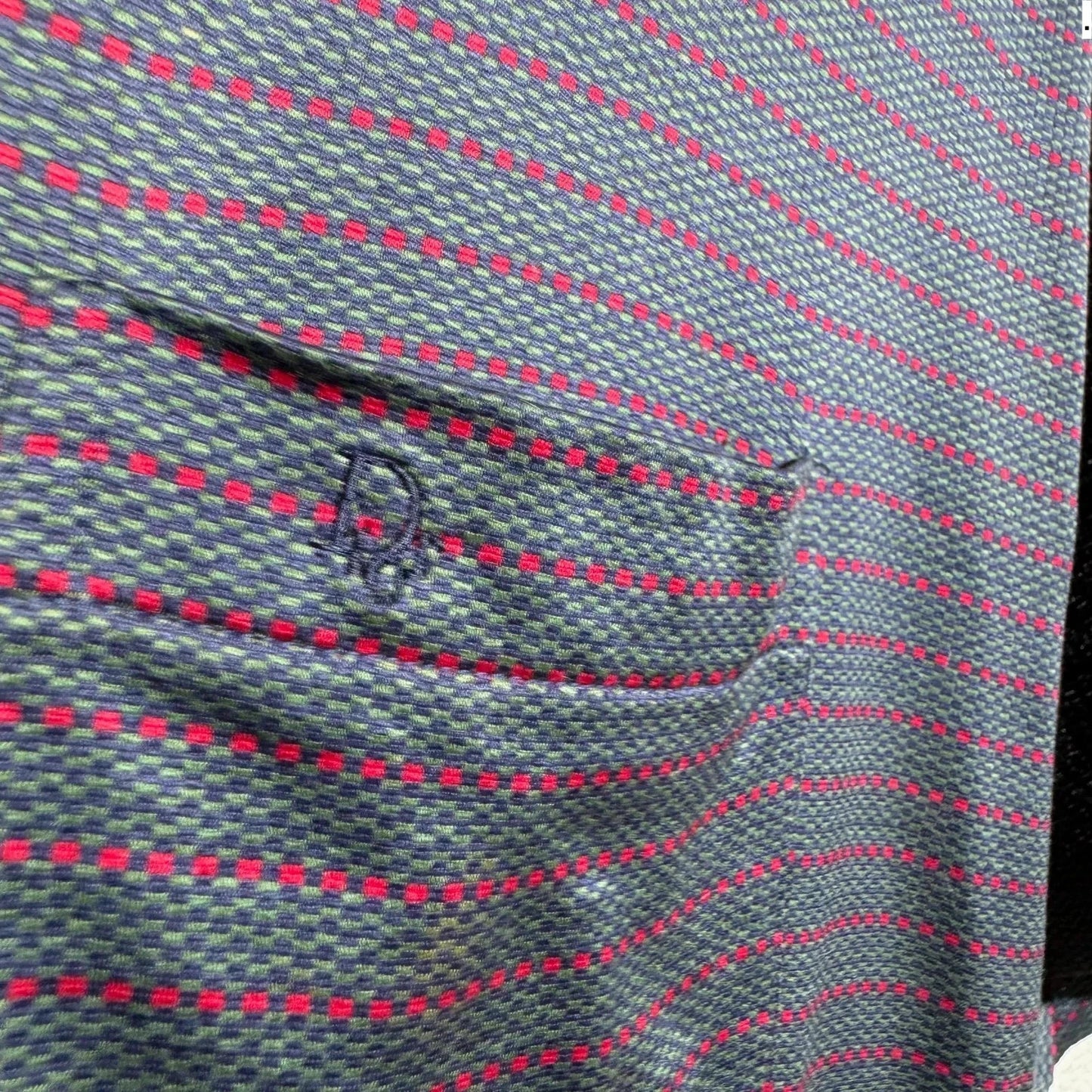 Vintage 80s Patterned Christian Dior Polo Shirt - Medium