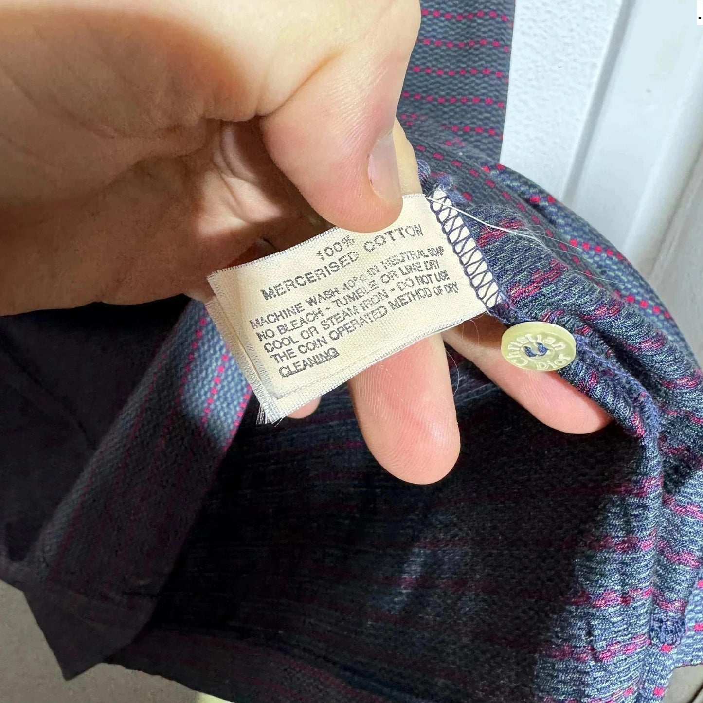 Vintage 80s Patterned Christian Dior Polo Shirt - Medium