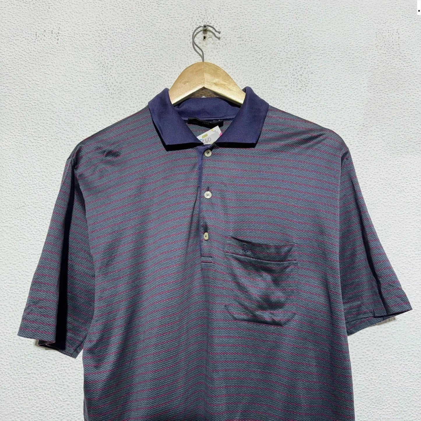 Vintage 80s Patterned Christian Dior Polo Shirt - Medium
