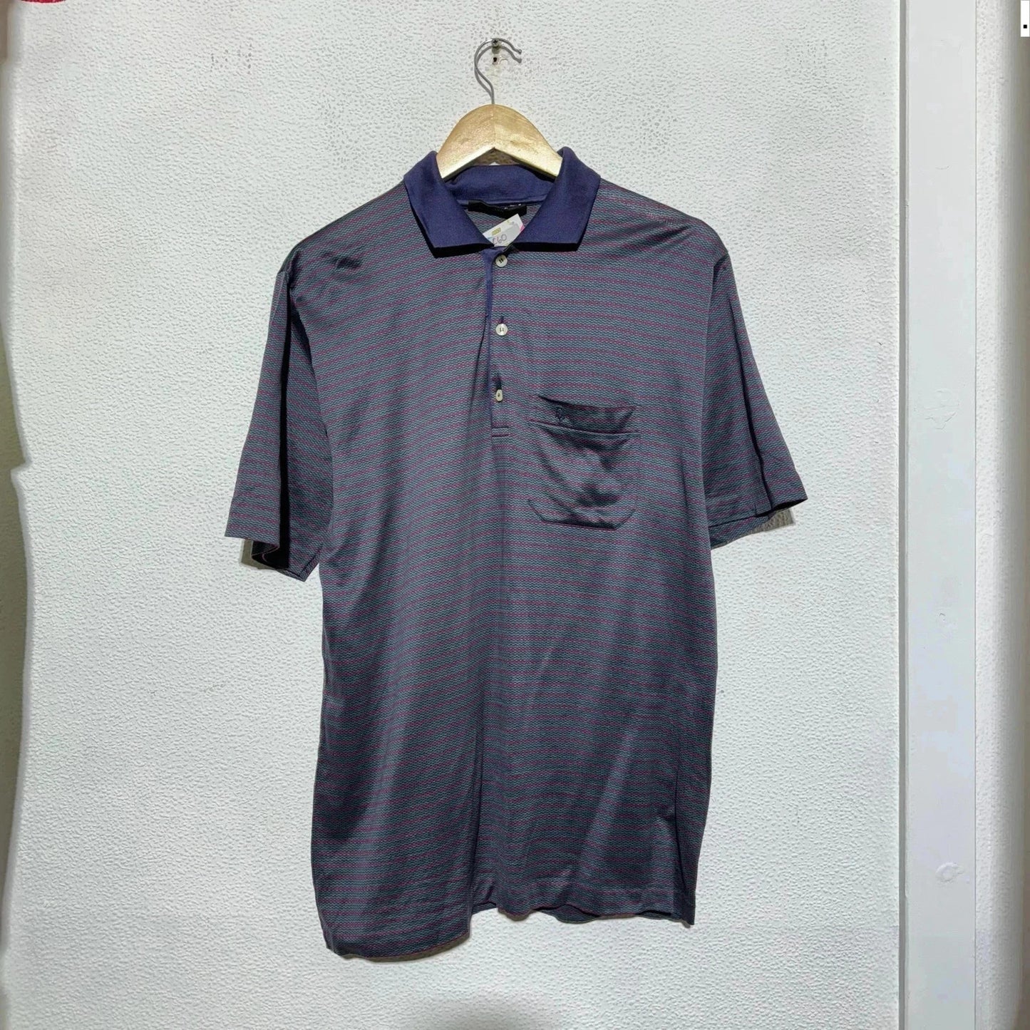 Vintage 80s Patterned Christian Dior Polo Shirt - Medium