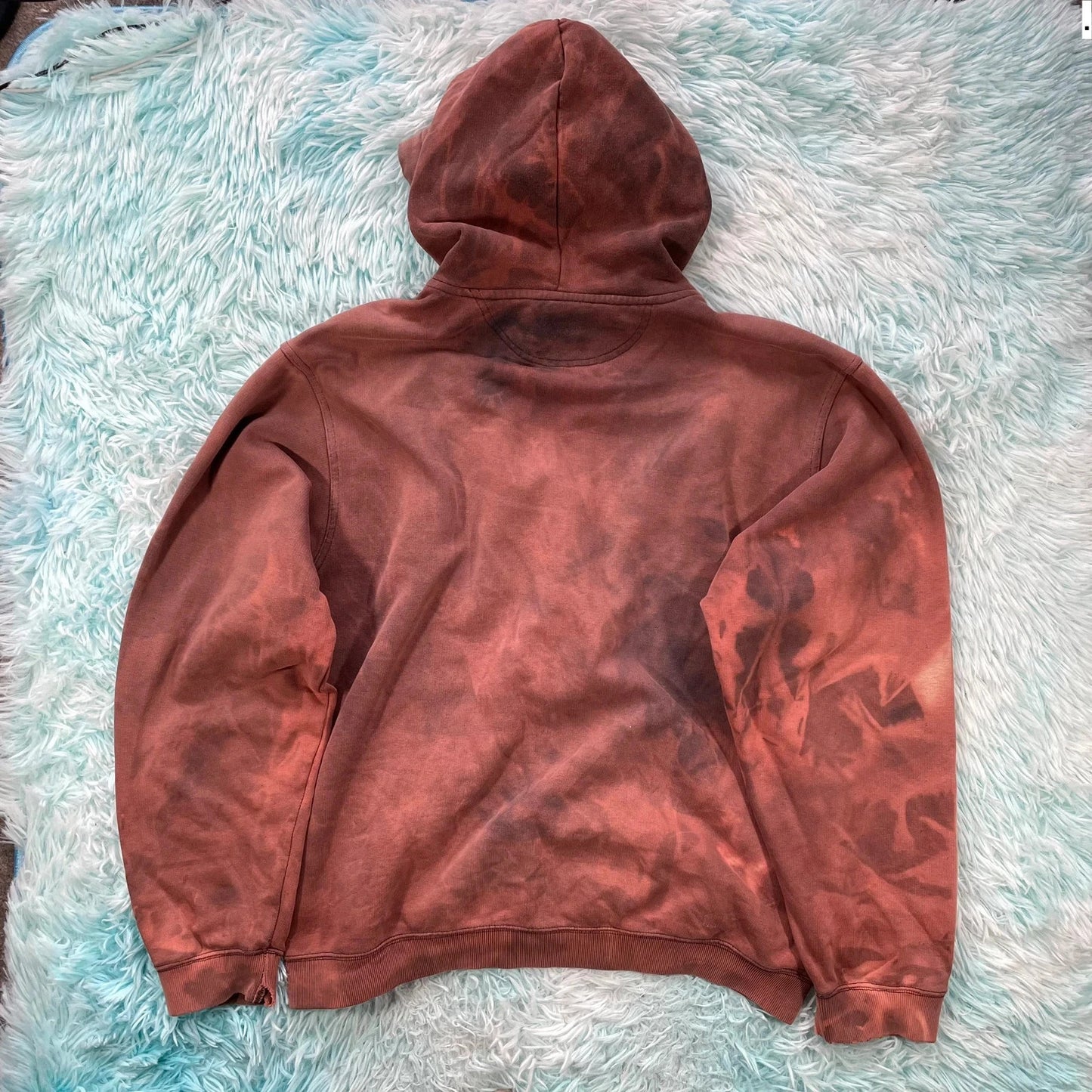 Vintage 00s Bleach Dyed Brown Nike Hoodie - Medium