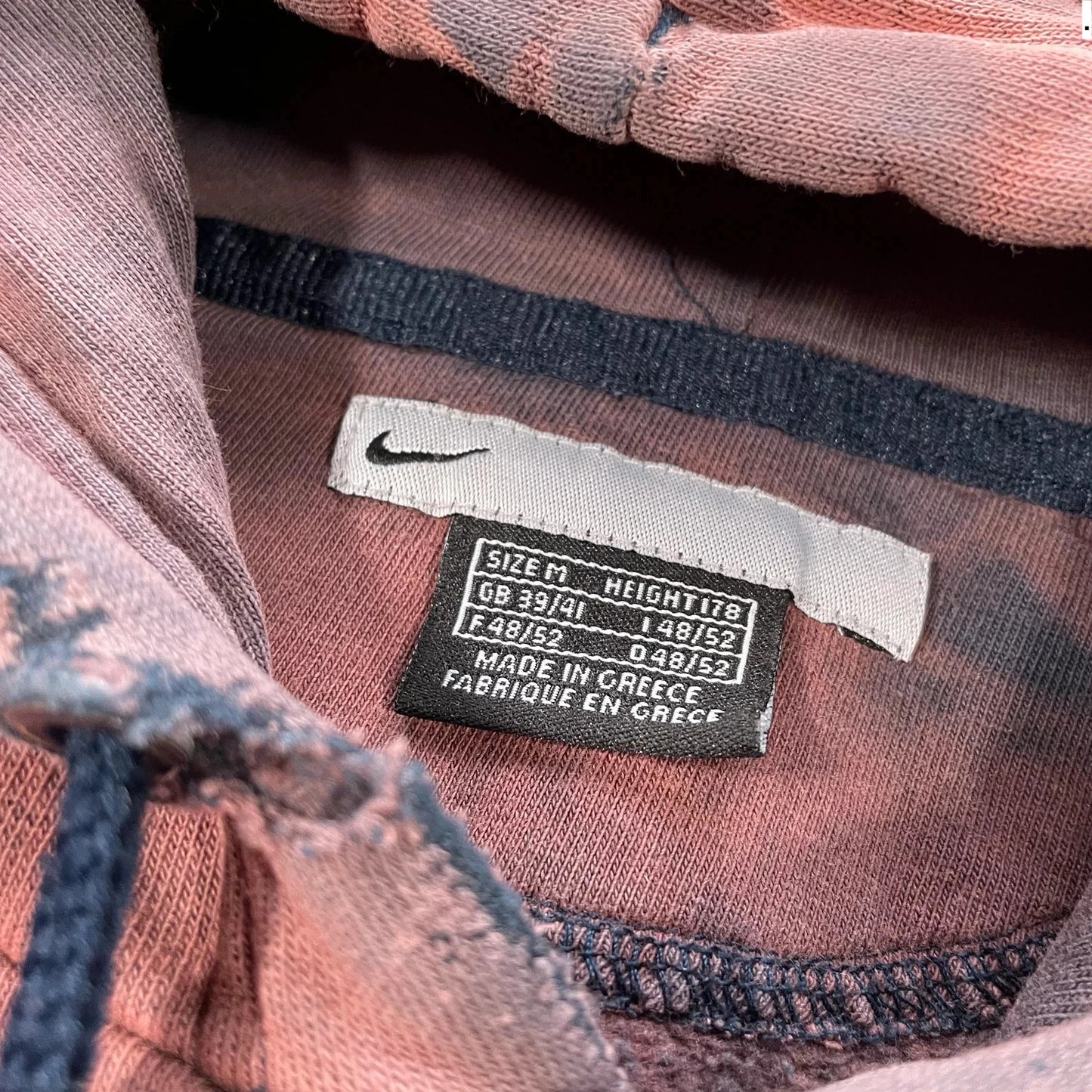 Vintage 00s Bleach Dyed Brown Nike Hoodie - Medium