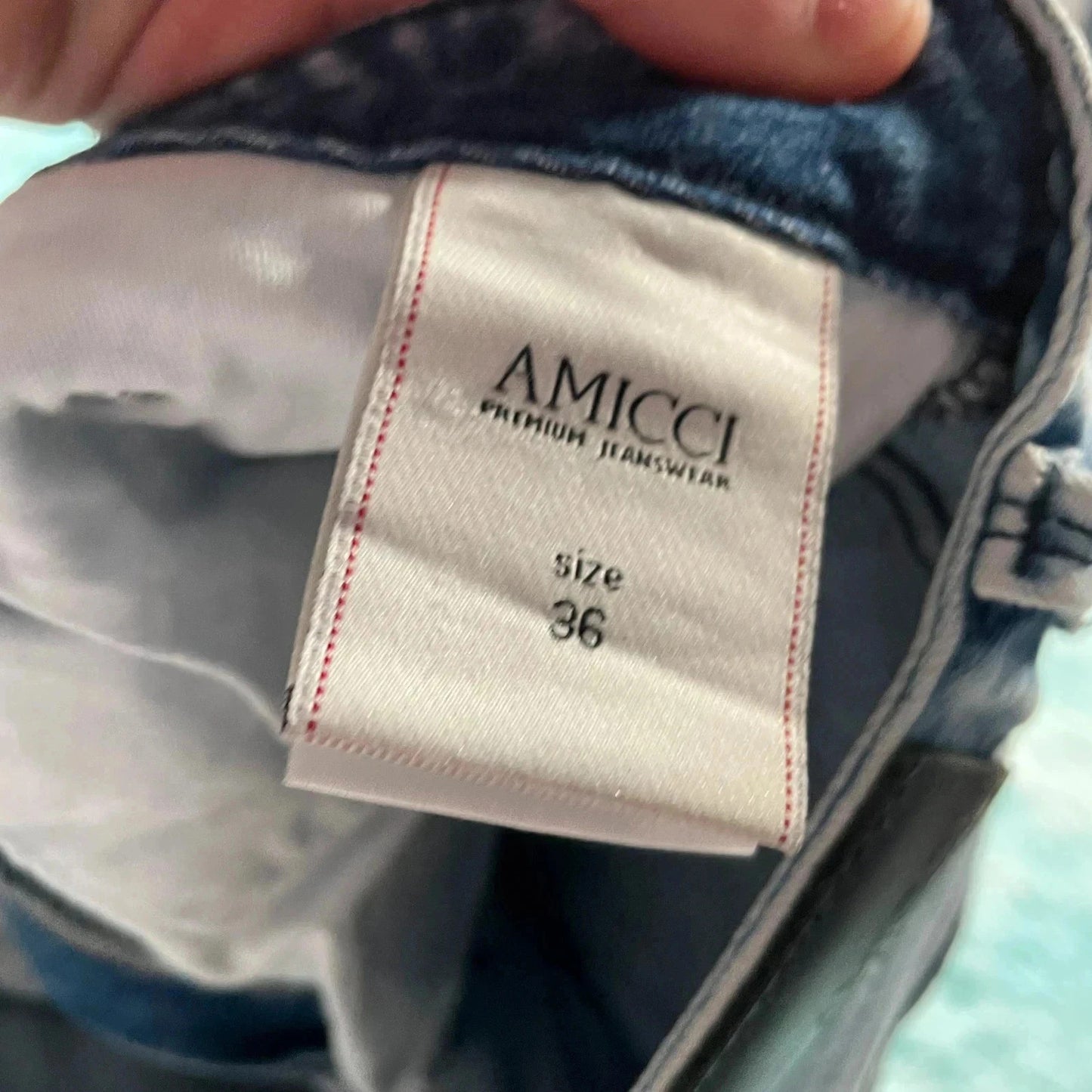 Light Blue Amicci Jeans Starred Slim Fit - 36W 32L