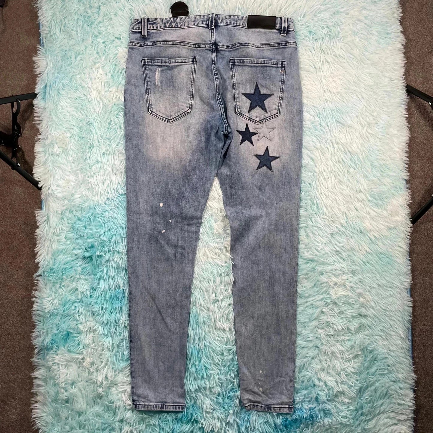 Light Blue Amicci Jeans Starred Slim Fit - 36W 32L