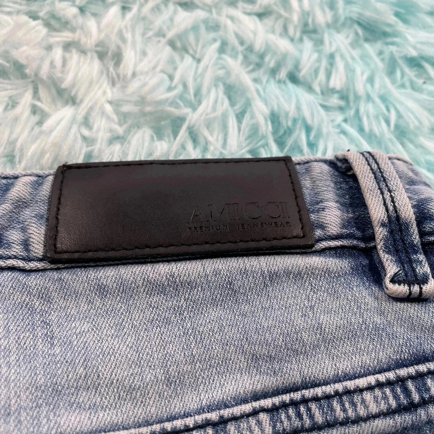 Light Blue Amicci Jeans Starred Slim Fit - 36W 32L