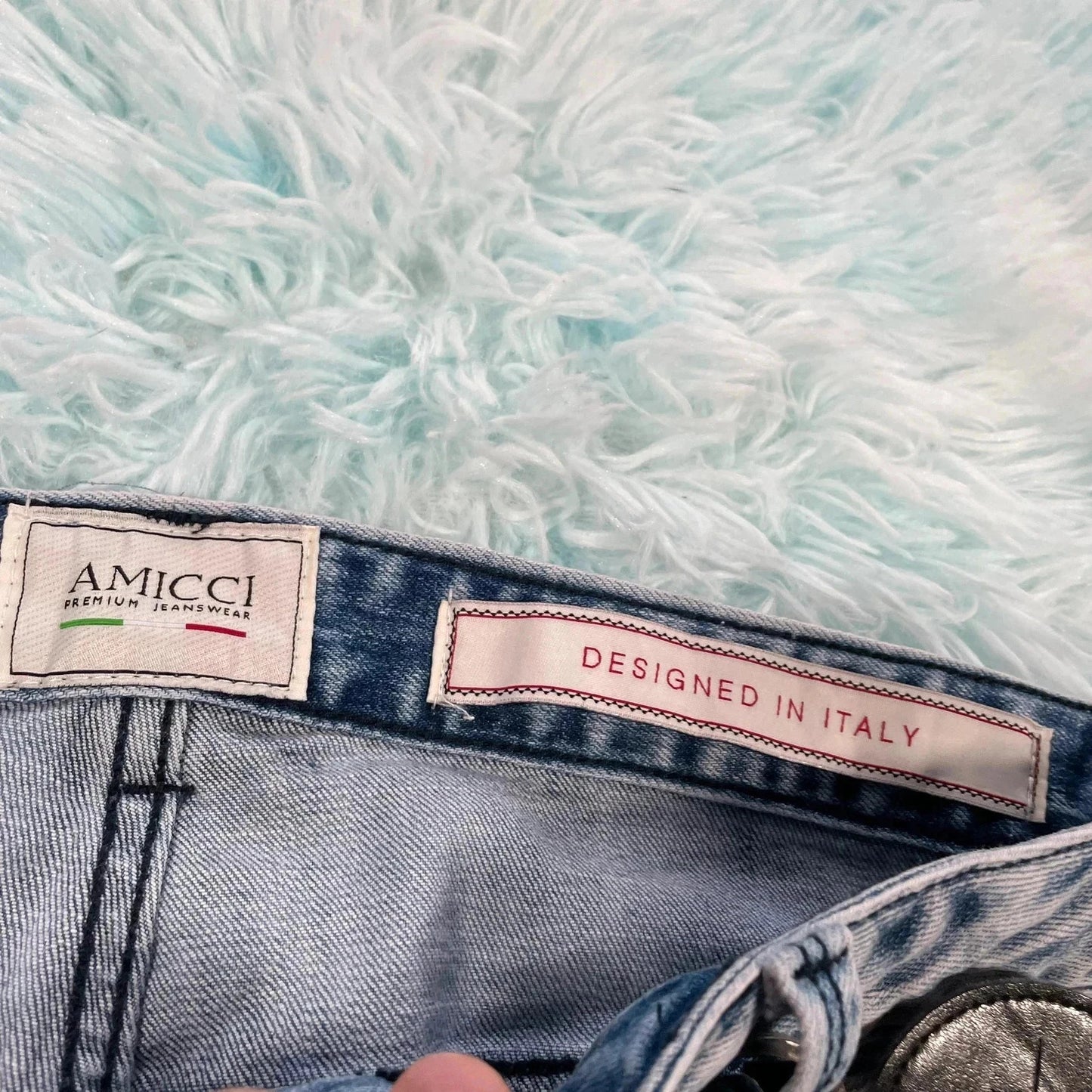 Light Blue Amicci Jeans Starred Slim Fit - 36W 32L