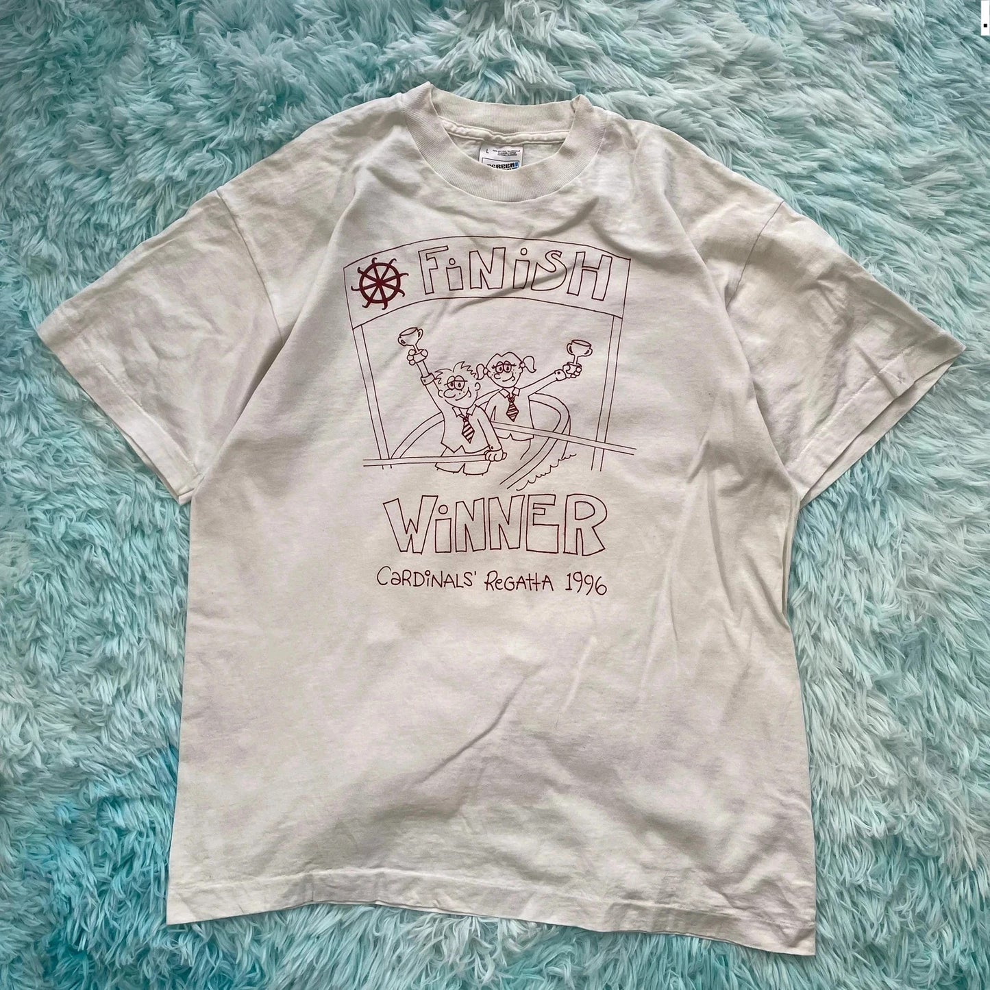 Vintage 90s Marathon Graphic T Shirt Screen Stars - Large