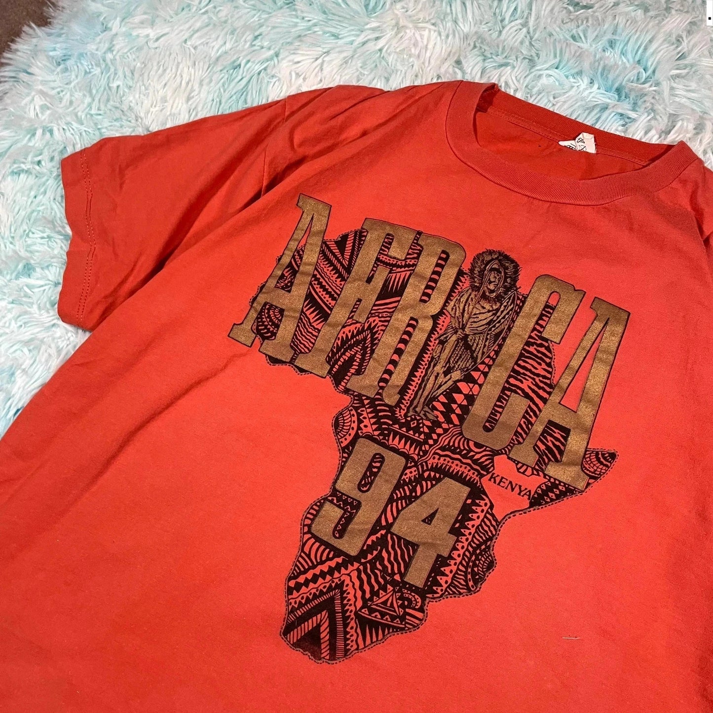 Vintage Orange Africa Graphic Print T Shirt - XL