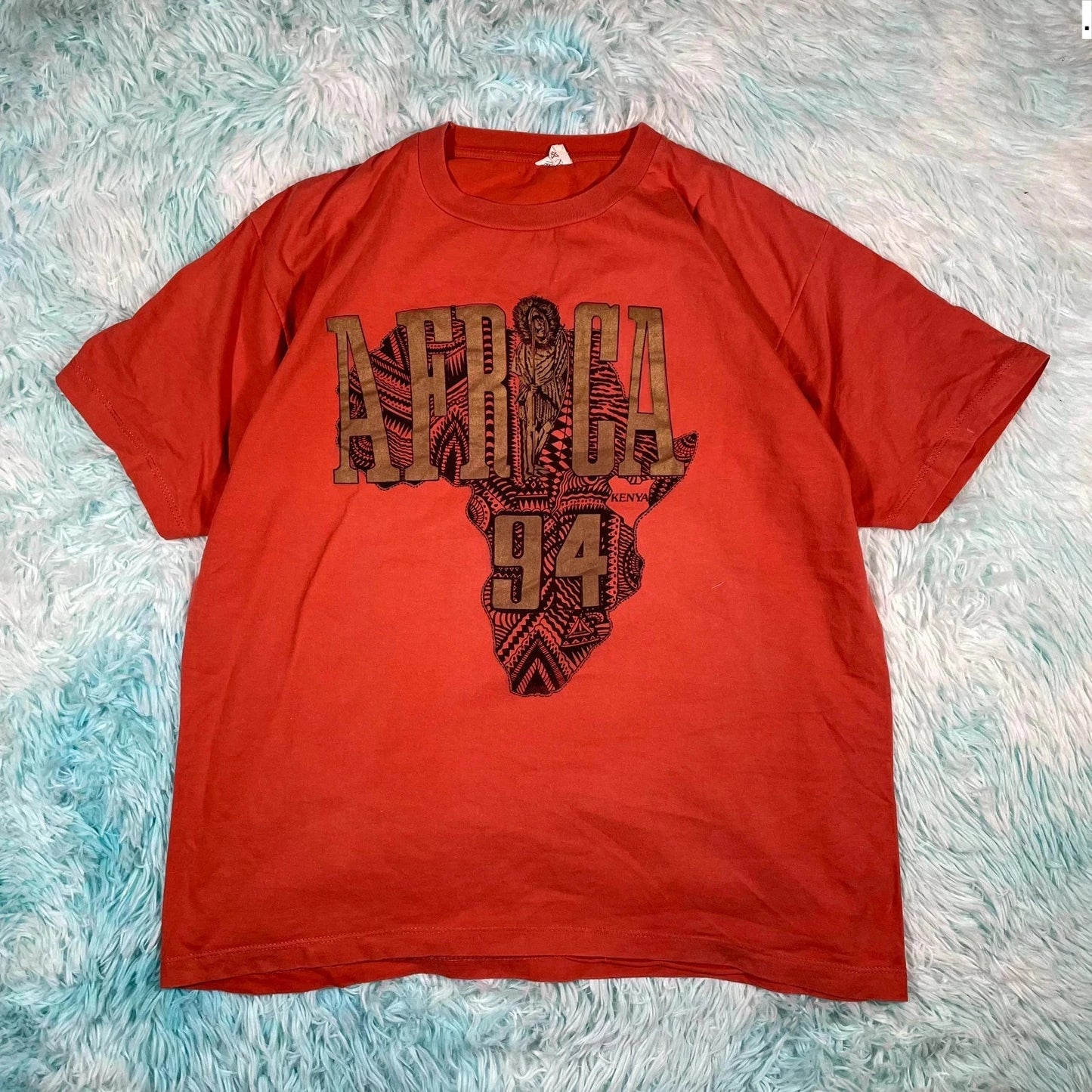 Vintage Orange Africa Graphic Print T Shirt - XL