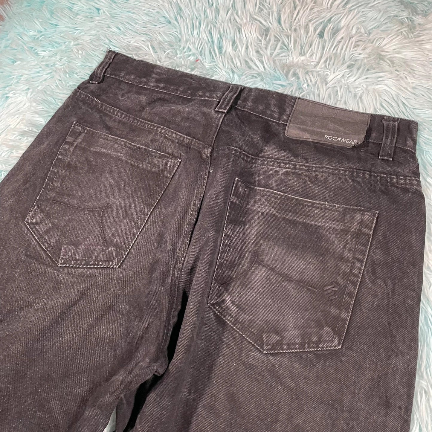 Vintage 90s Black Rocawear Jean Shorts Jorts - 38W