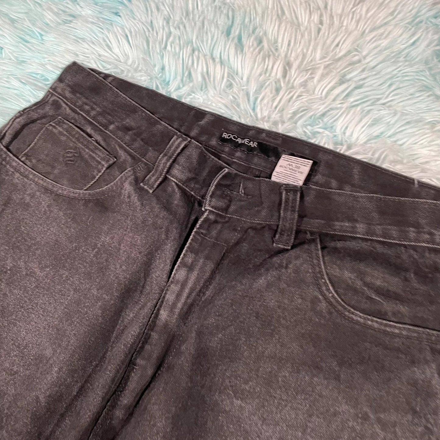 Vintage 90s Black Rocawear Jean Shorts Jorts - 38W