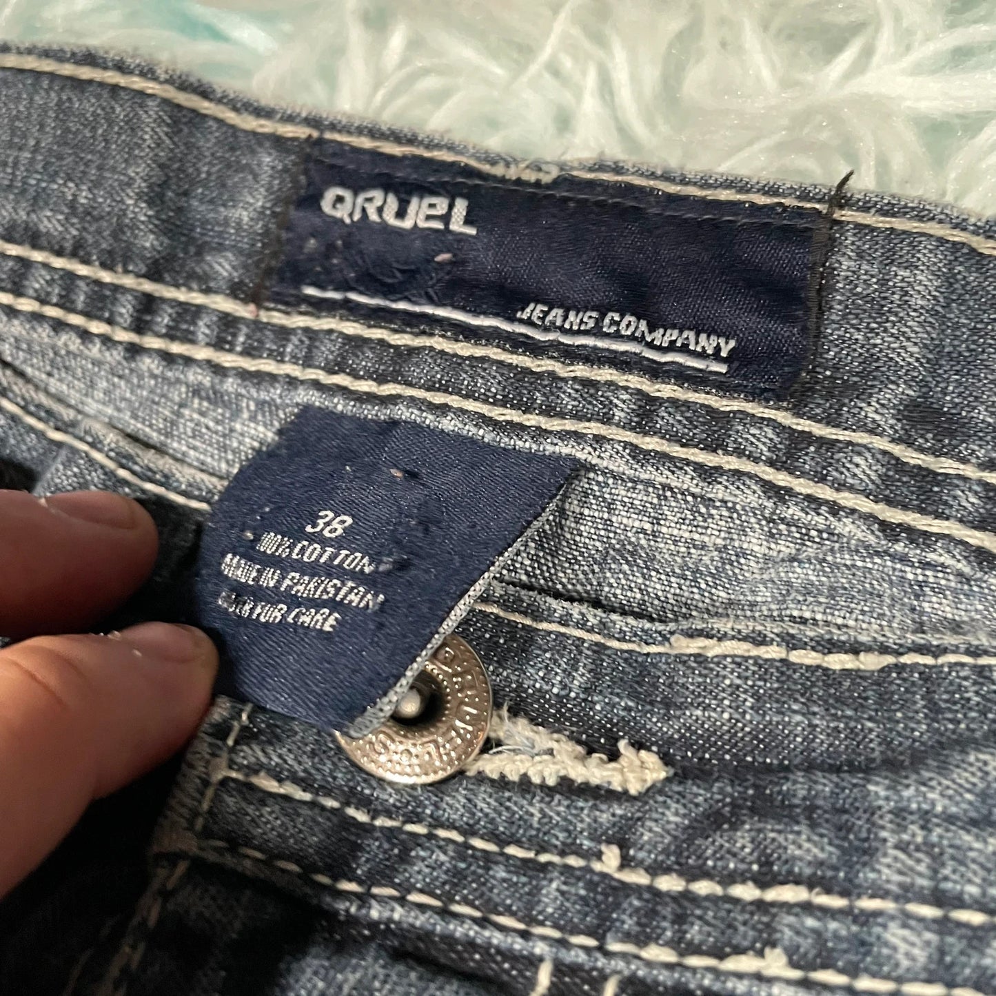 Vintage 90s Blue Baggy Jean Shorts Jorts - 38W