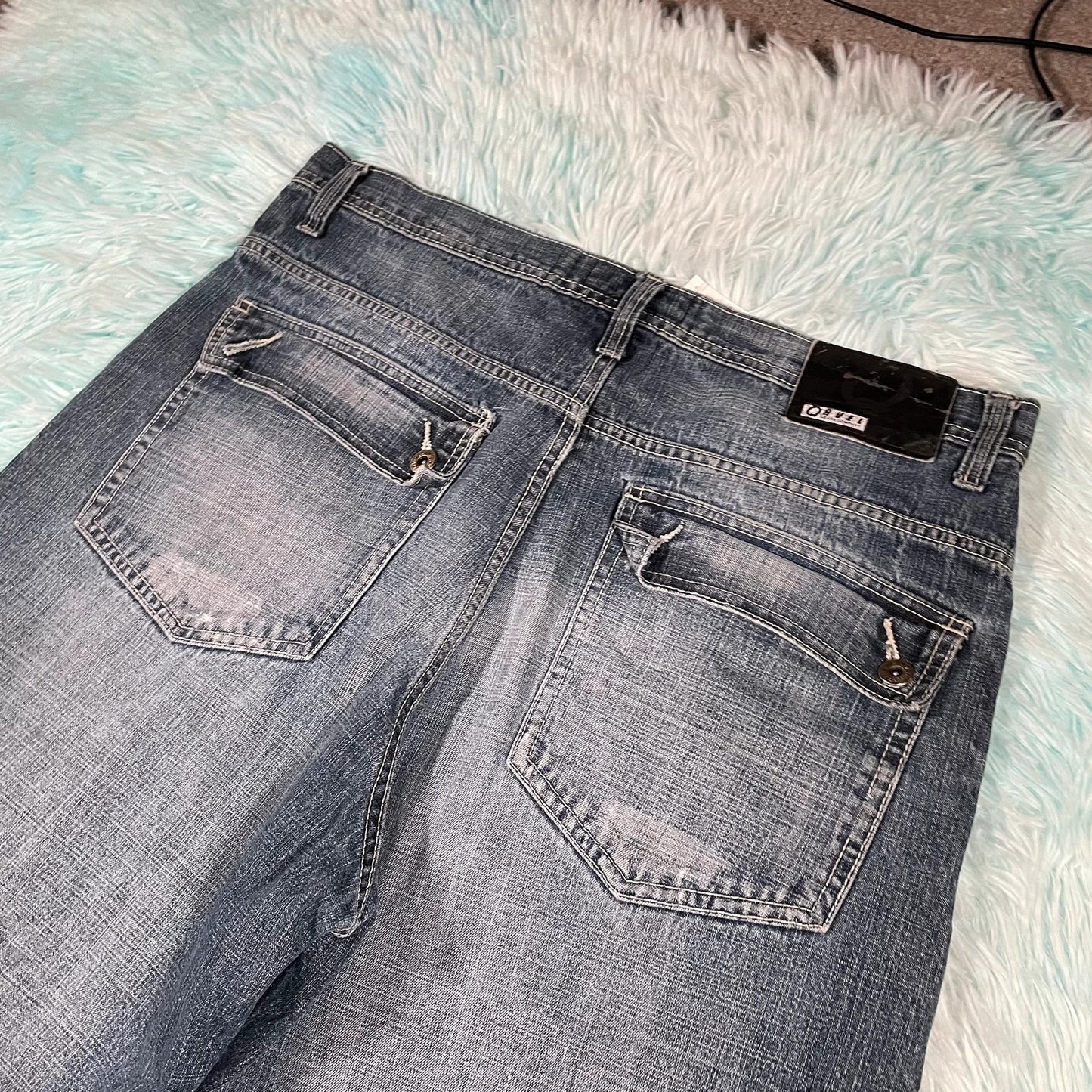 Vintage 90s Blue Baggy Jean Shorts Jorts - 38W