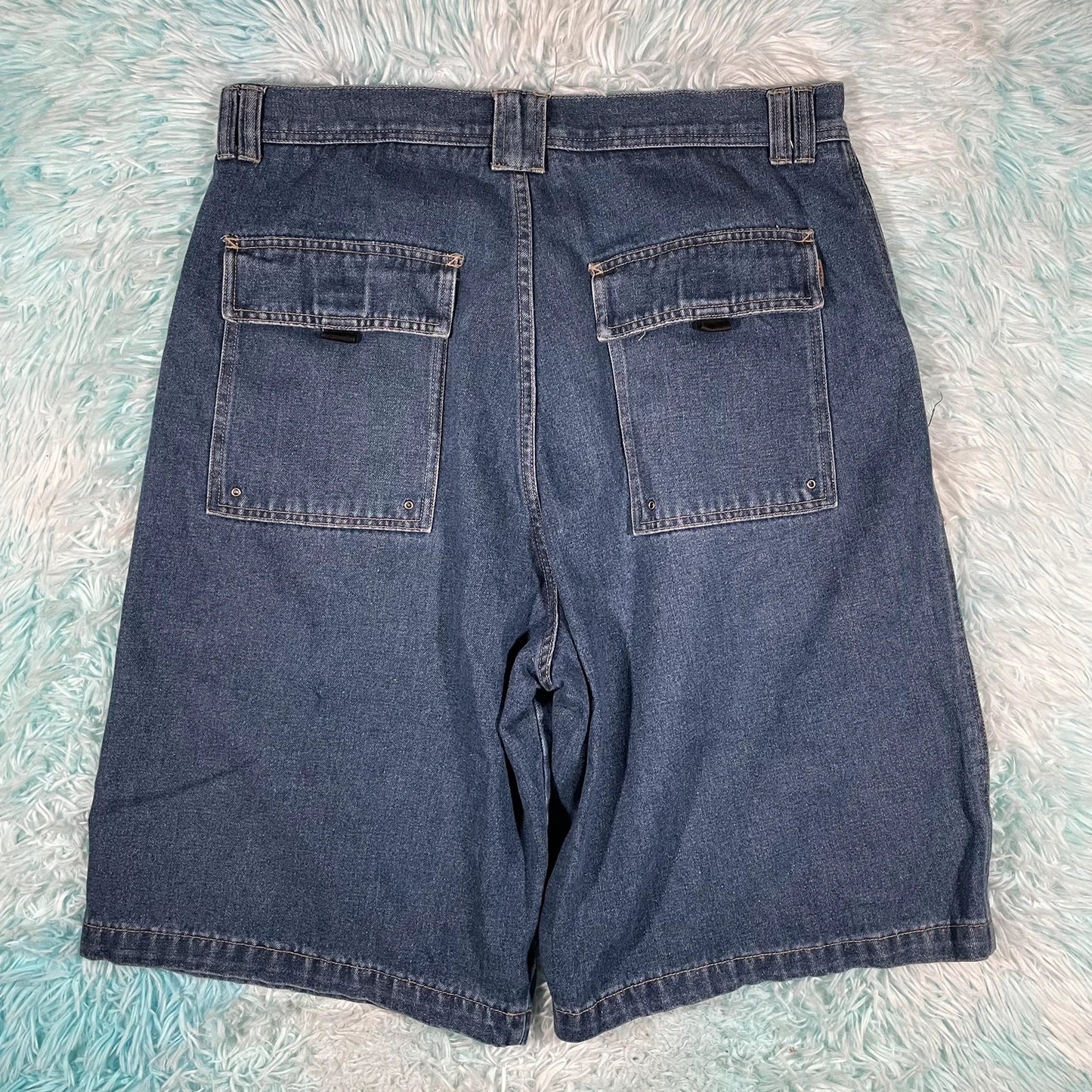 Vintage 90s Blue Route 66 Baggy Jean Shorts Jorts - 38W