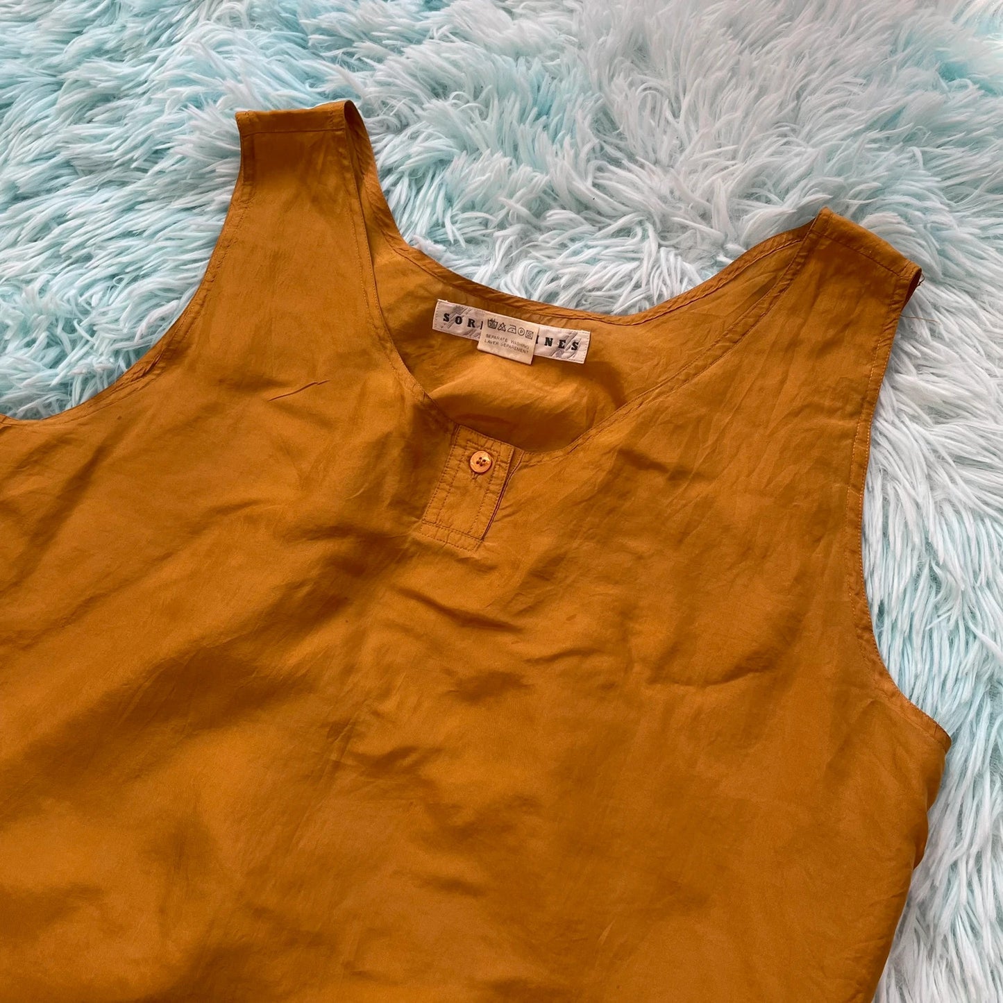 Vintage 90s Mustard Silk Top - Size 10