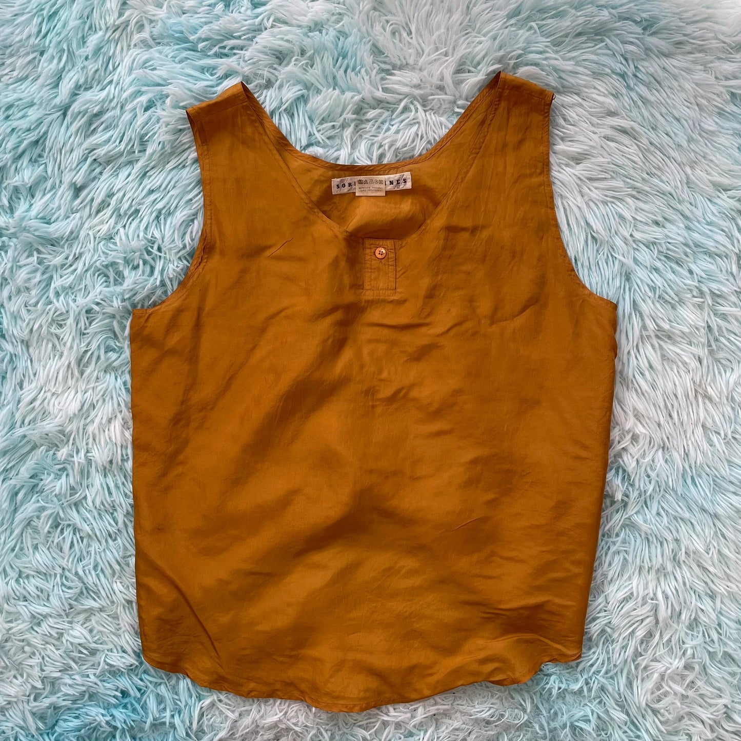 Vintage 90s Mustard Silk Top - Size 10
