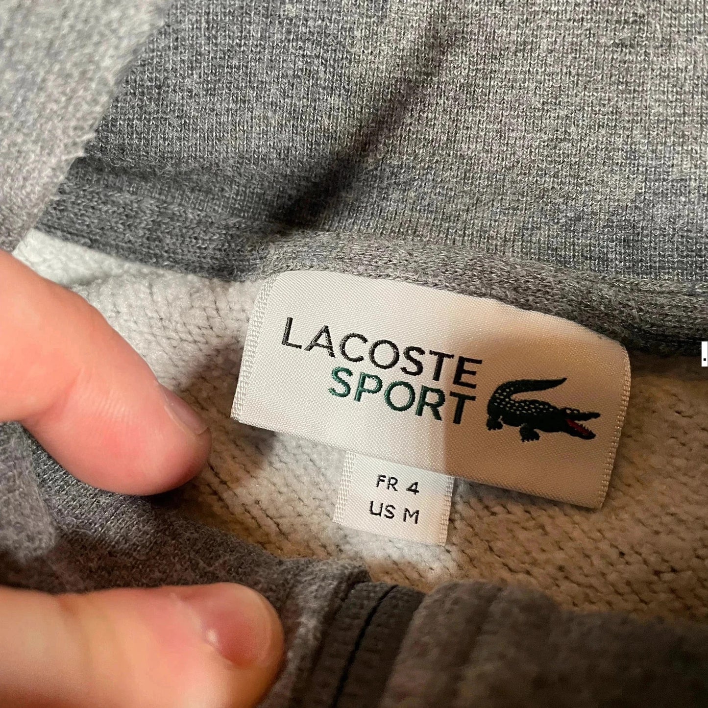 Grey Lacoste Full Zip Sweatshirt - Medium