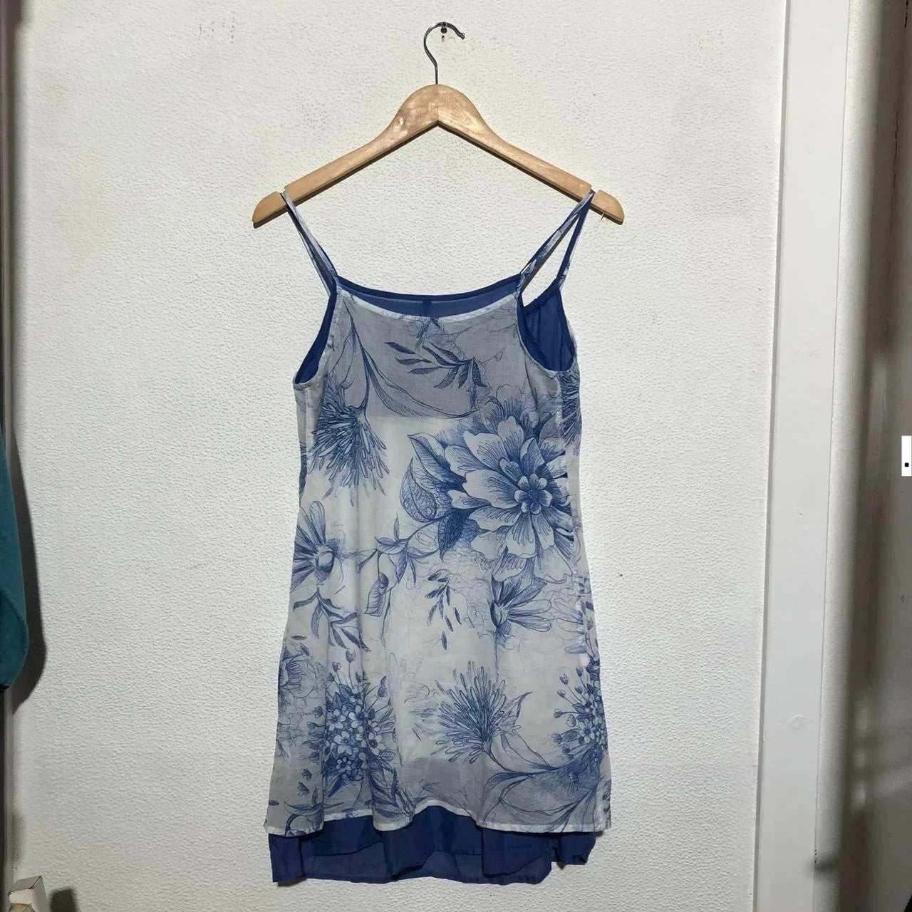 Blue & White United Colors of Benetton Floral Dress Short - UK12