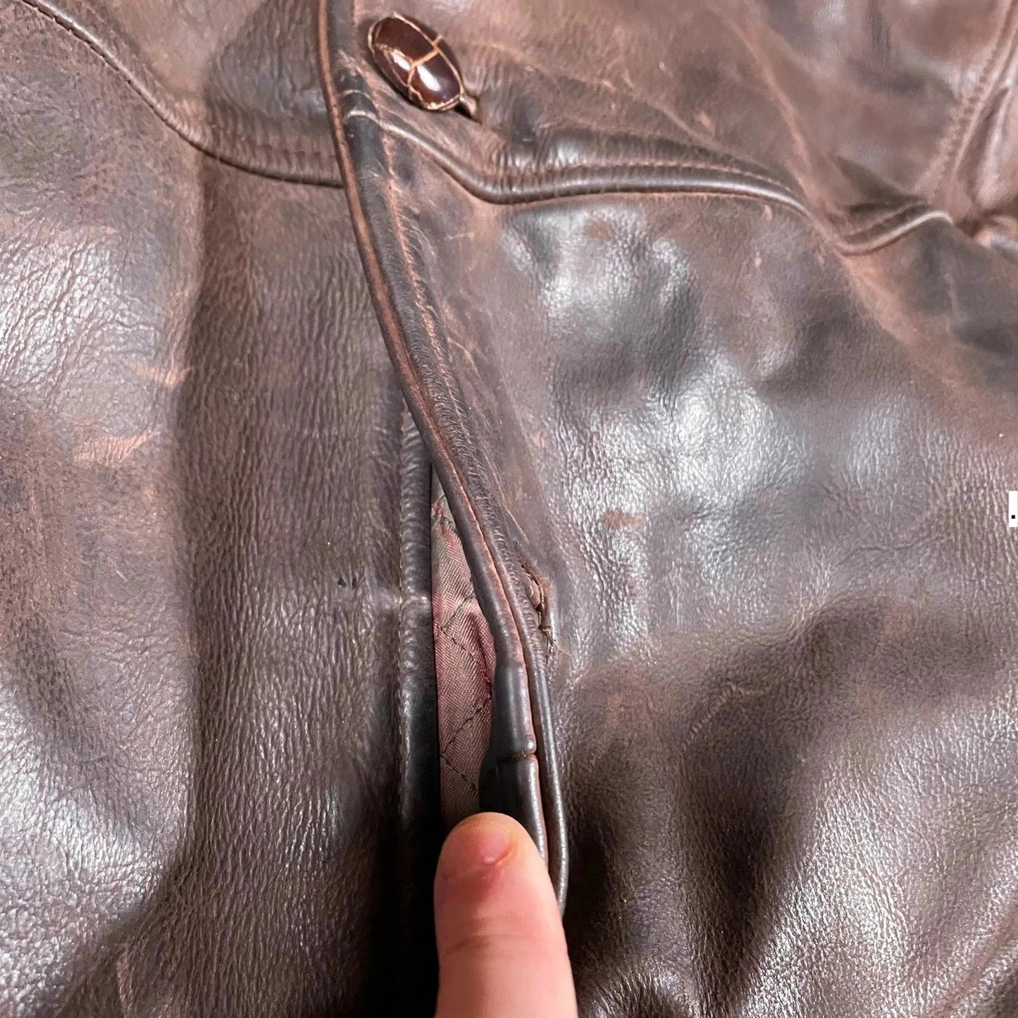 Vintage 90s Brown Leather Jacket Button Up - XS