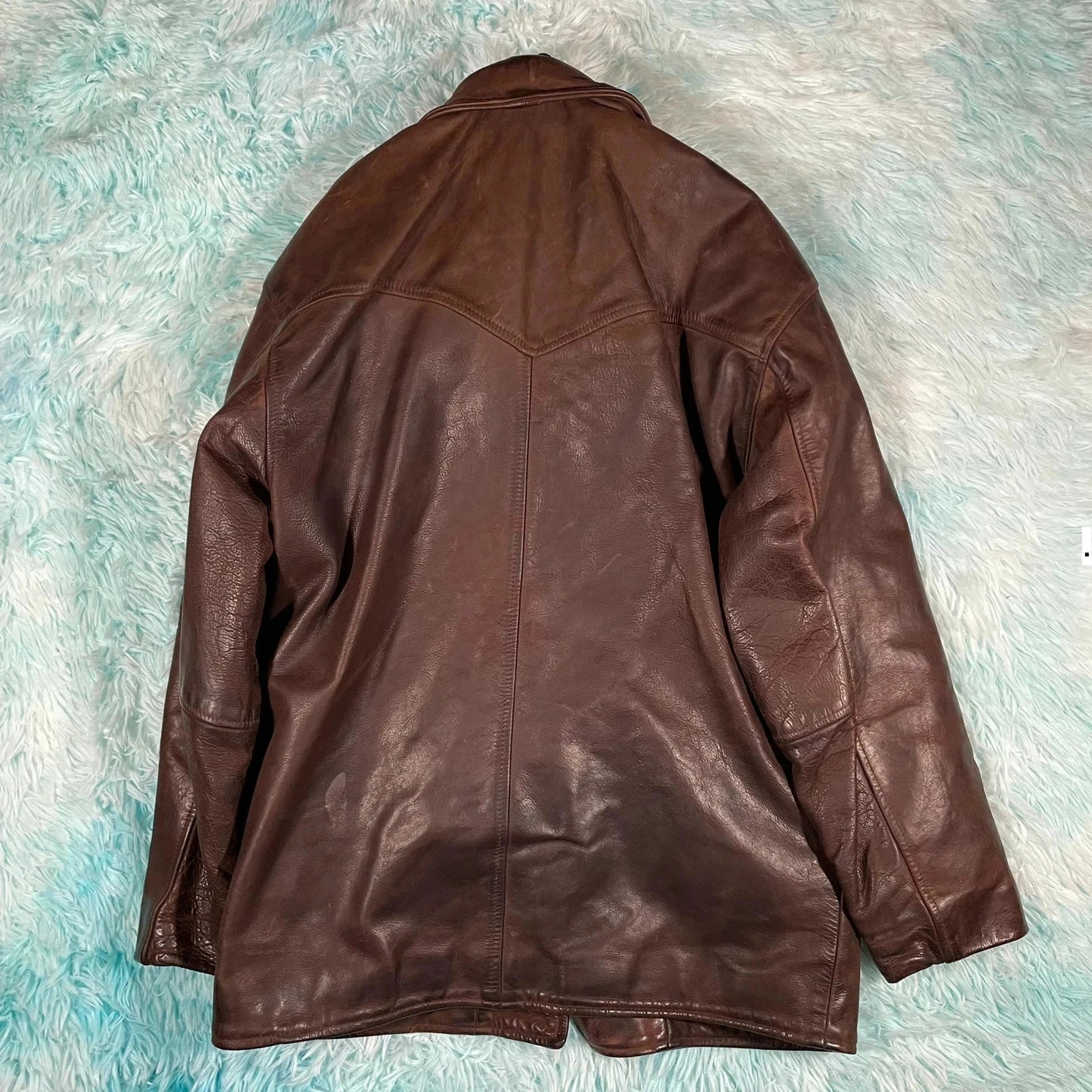 Vintage 90s Brown Leather Jacket Button Up - XS