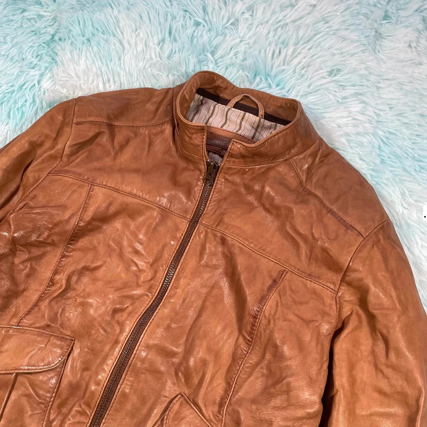 Vintage Y2K Brown Next Leather Jacket - UK18