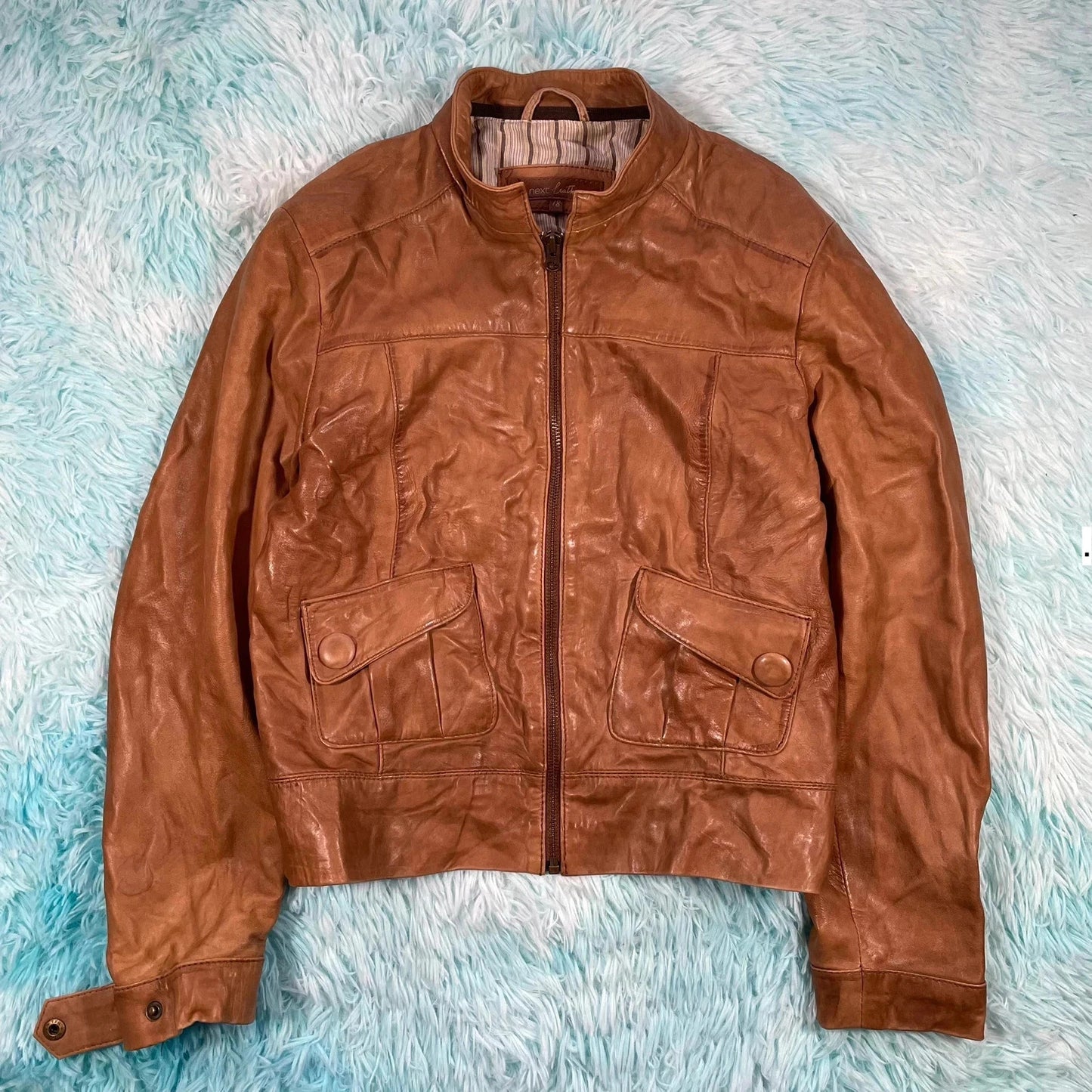 Vintage Y2K Brown Next Leather Jacket - UK18