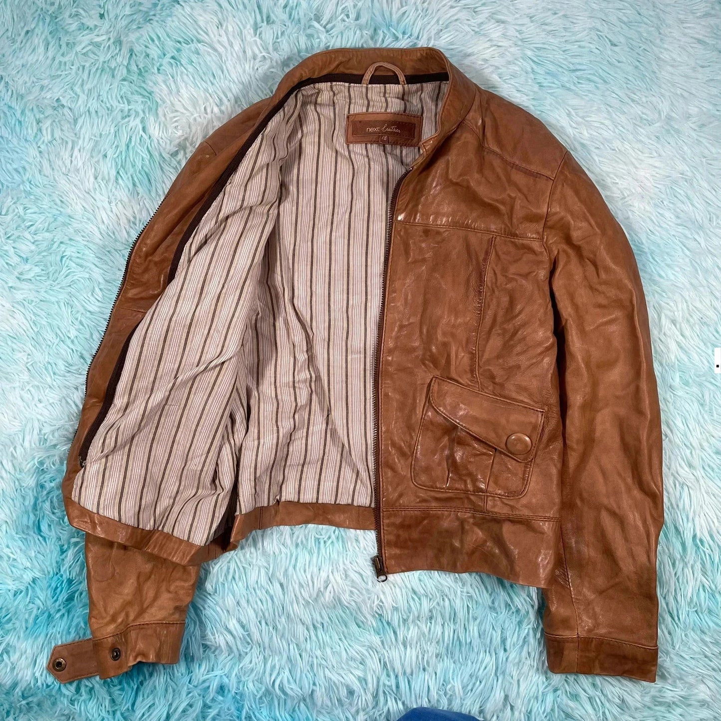 Vintage Y2K Brown Next Leather Jacket - UK18