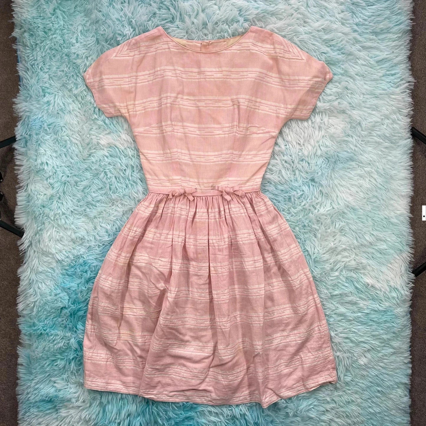 True Vintage 60s Pink Striped Dress - UK10
