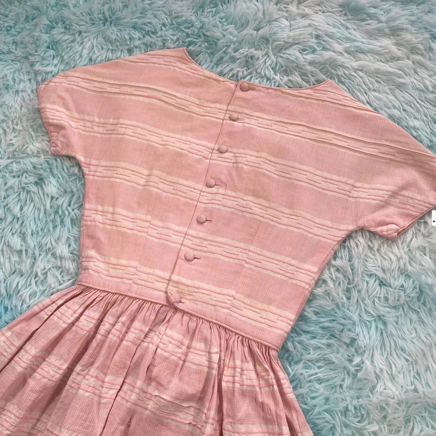 True Vintage 60s Pink Striped Dress - UK10