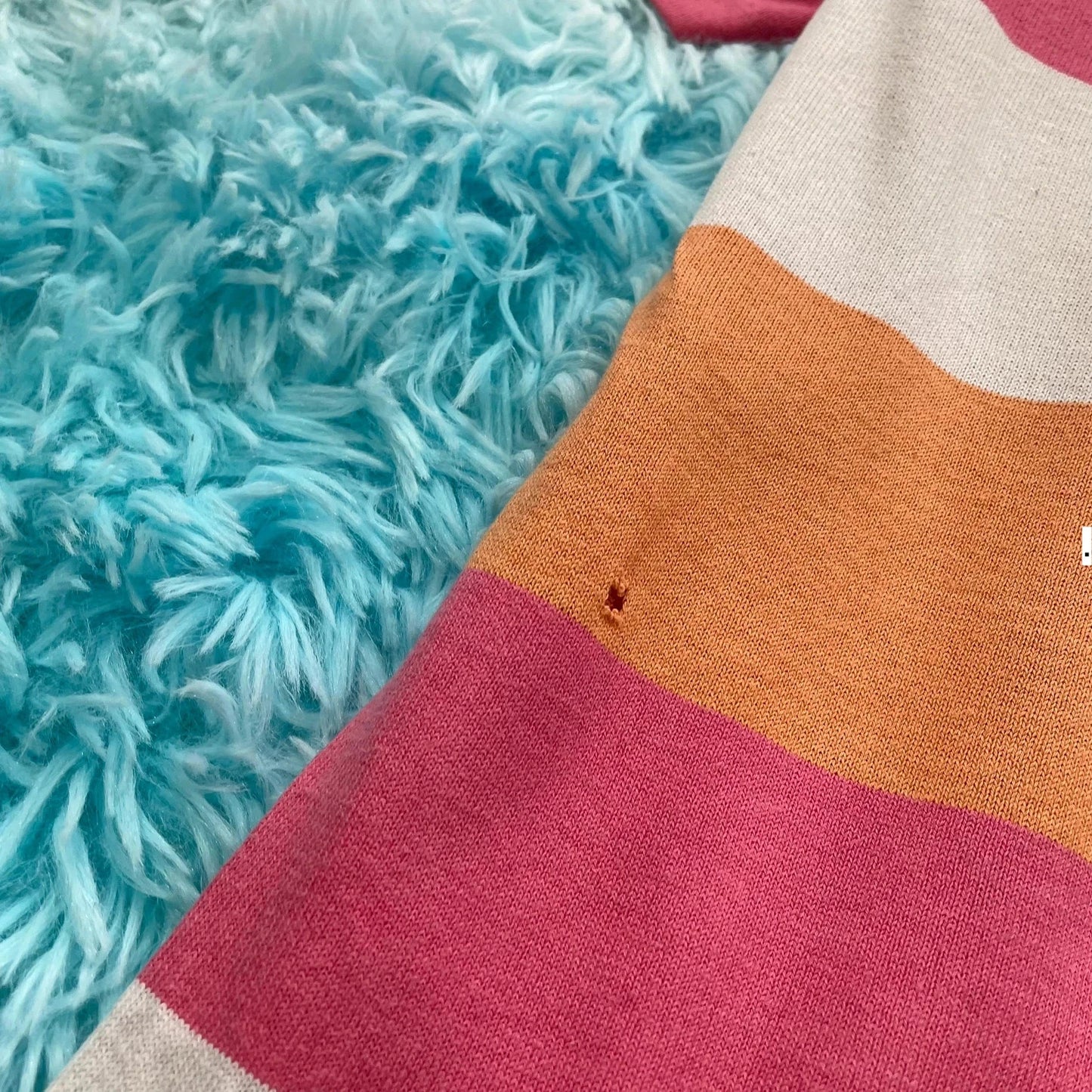 Vintage Peach & Pink Striped Sweater Shop T Shirt - XXL