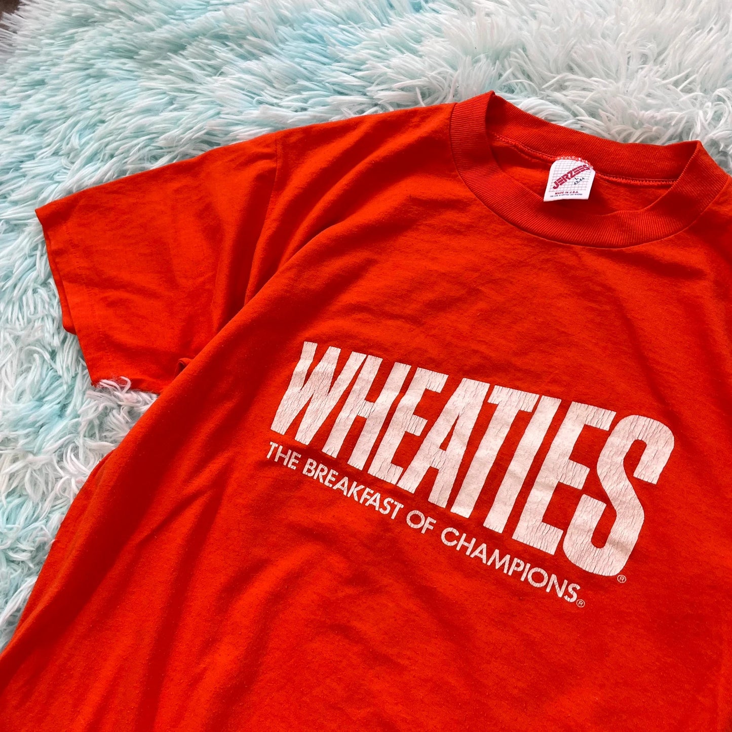 Vintage 90s Orange Wheaties Cereal Graphic T Shirt - Large