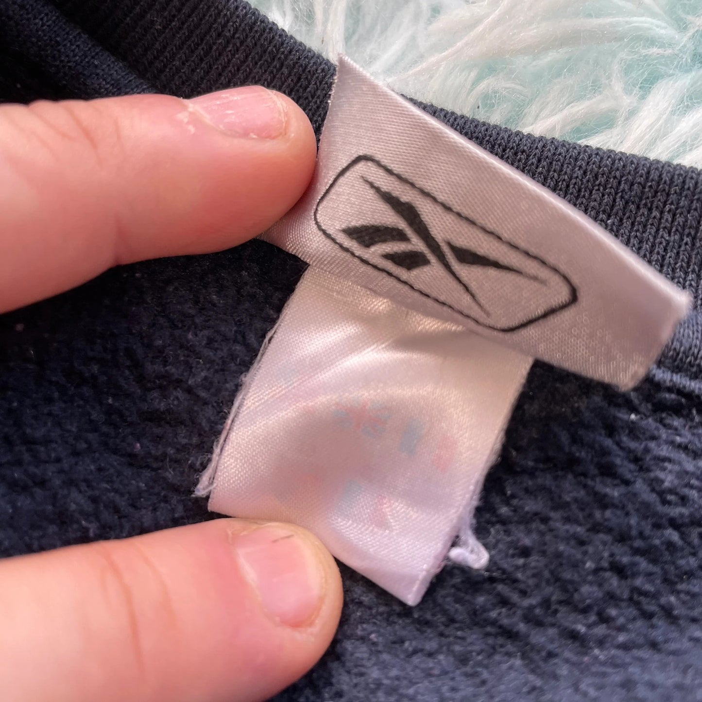 Vintage Navy Reebok Sweatshirt Spellout - XS