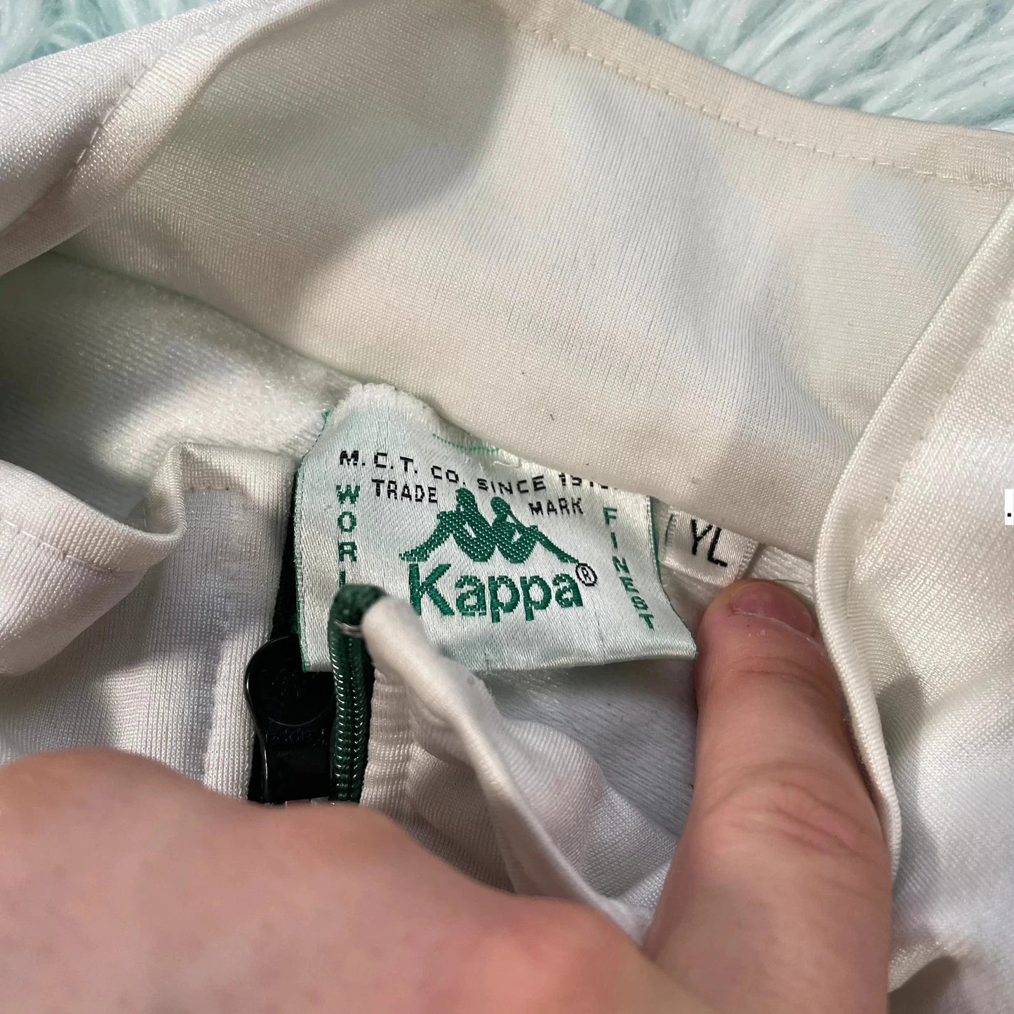 Vintage 90s Green & White Kappa Track Jacket - Small