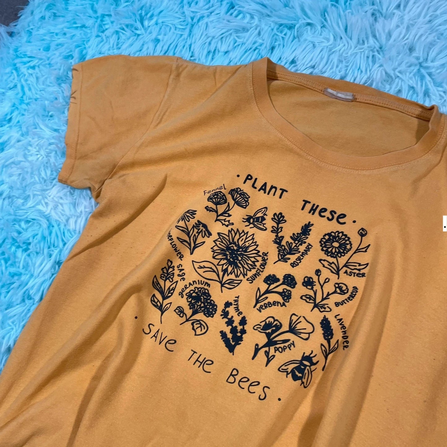 Vintage 80s Yellow Save the Bees Graphic T Shirt - Large
