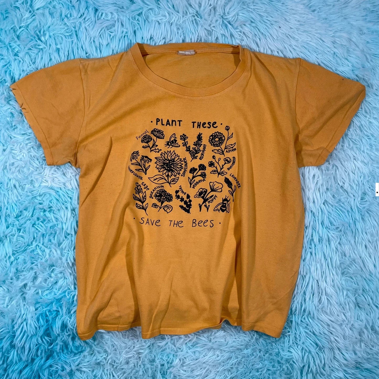 Vintage 80s Yellow Save the Bees Graphic T Shirt - Large