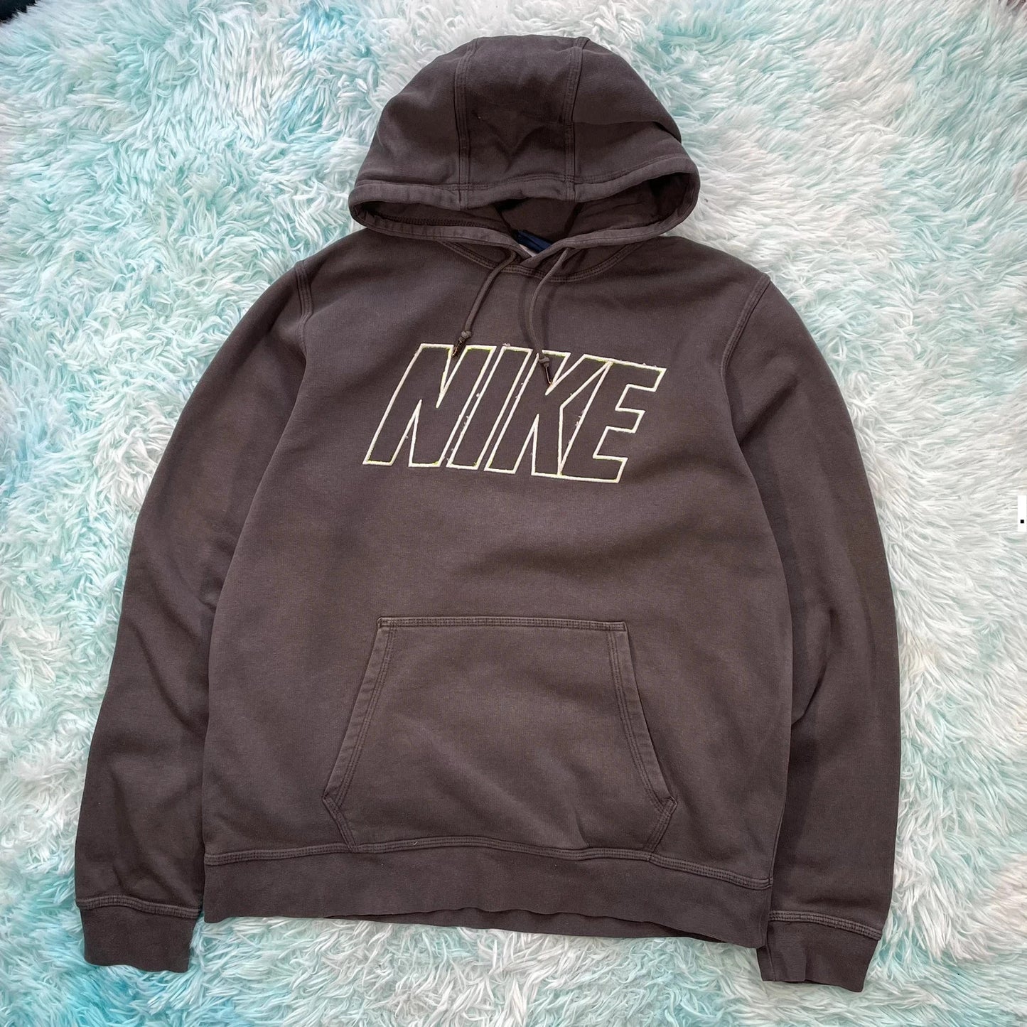 Dark Grey Nike Hoodie Spellout - Large