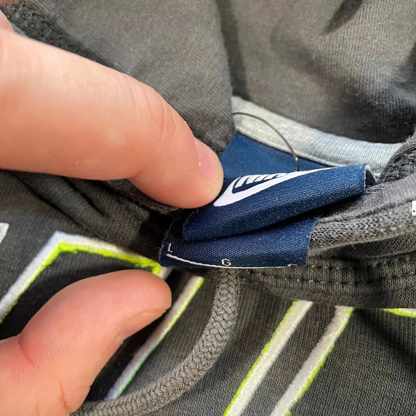 Dark Grey Nike Hoodie Spellout - Large