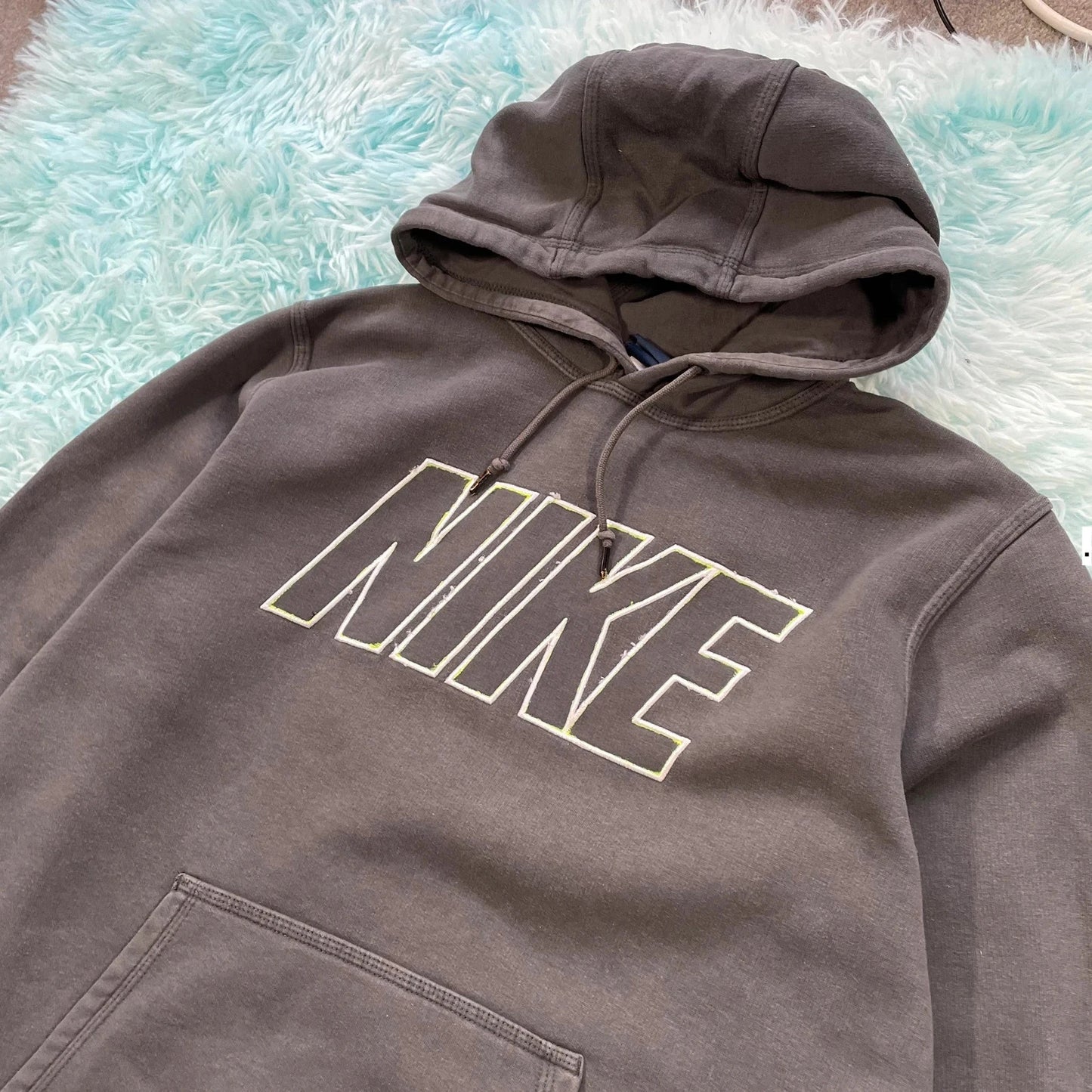 Dark Grey Nike Hoodie Spellout - Large