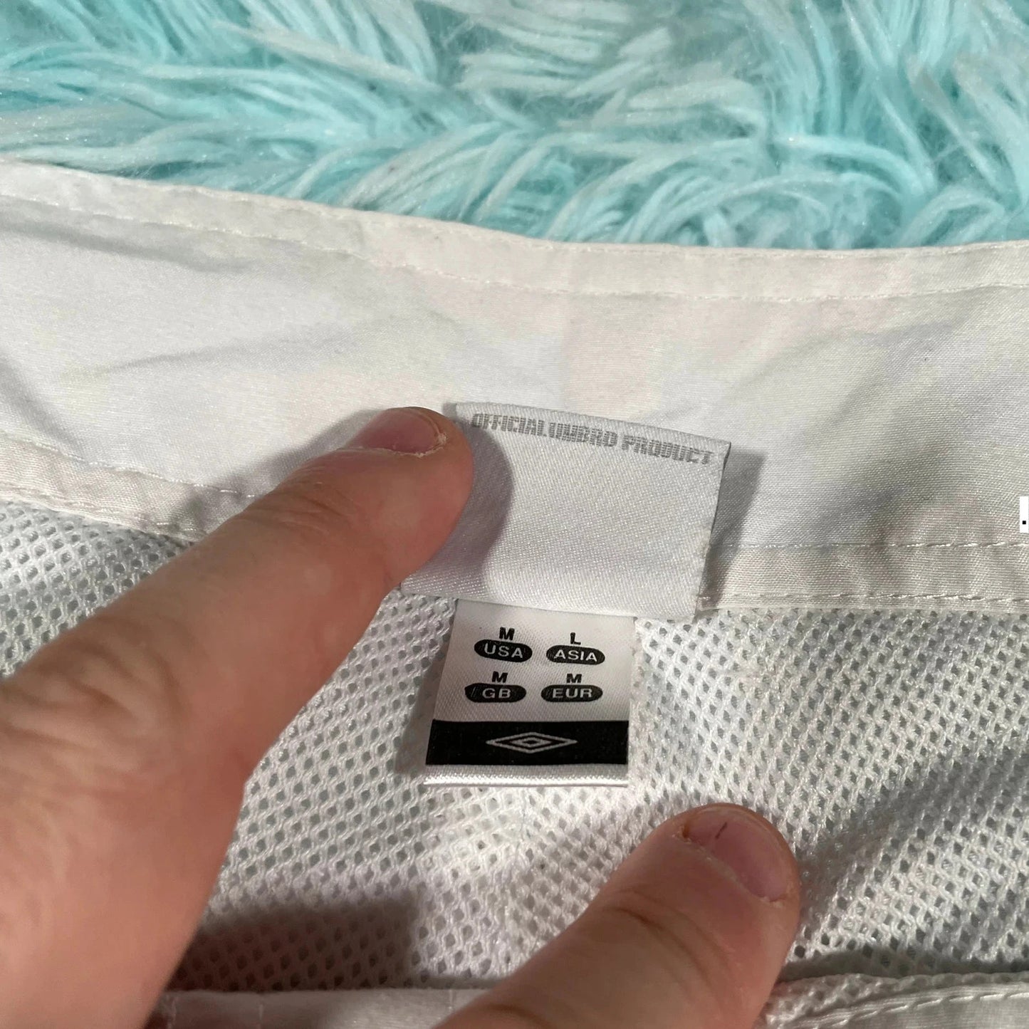 Vintage 00s White & Blue Umbro Swim Shorts - Medium