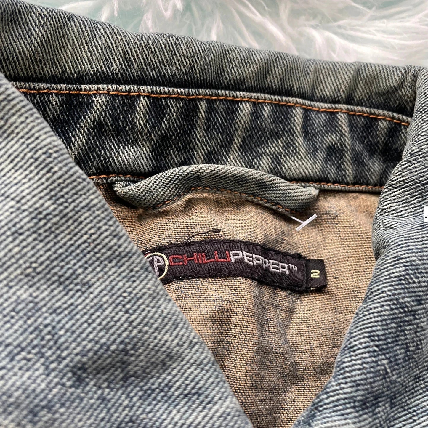 Vintage 90s Patterned Denim Trench Coat - Size 8