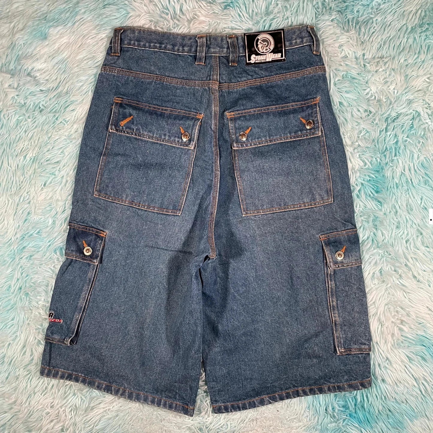 Vintage 90s Stonewear Cargo Jean Shorts Jorts - 32W